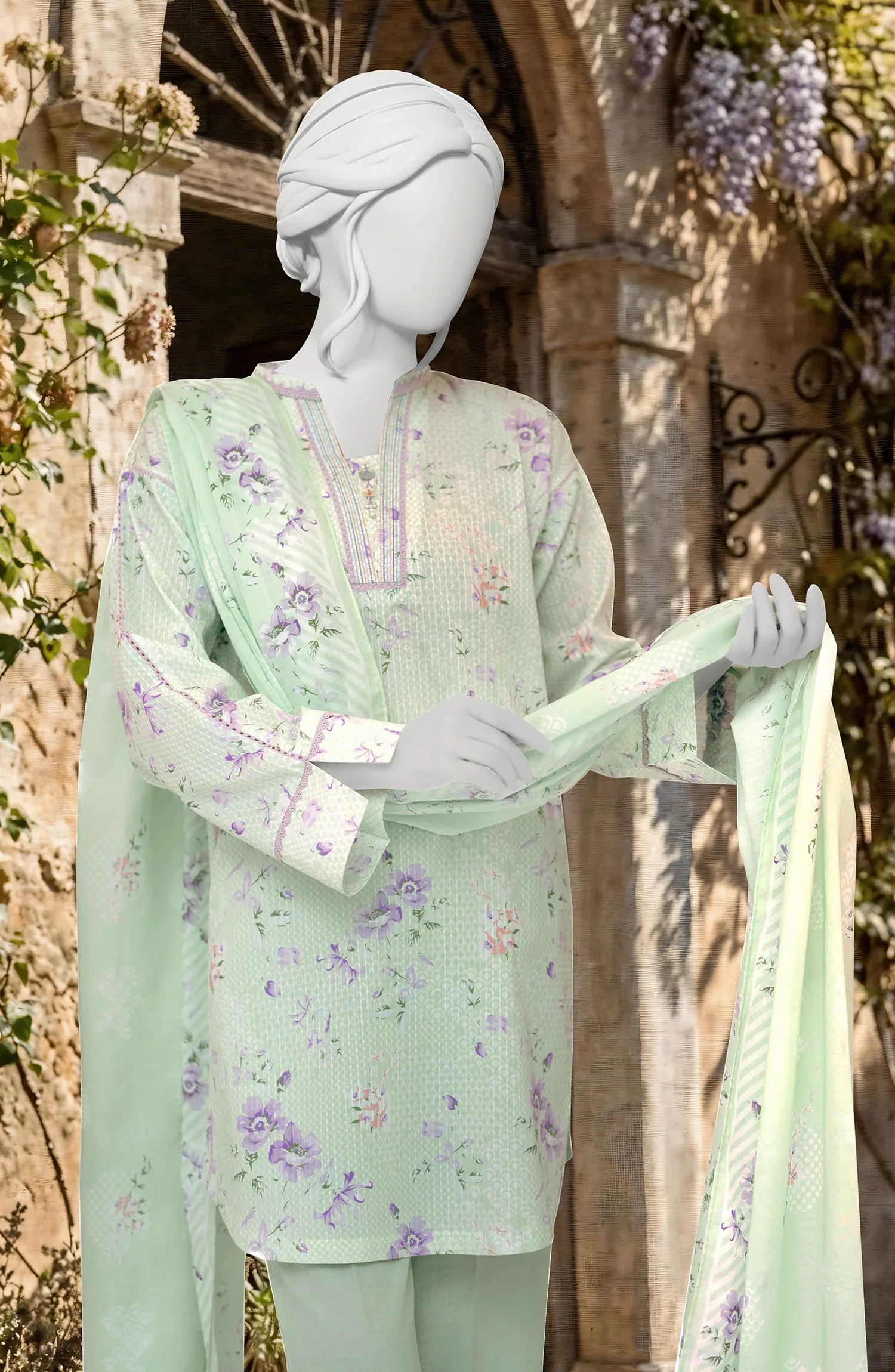 PRINTED TEXTURED LAWN 3PCS UNSTITCHED - Image 2