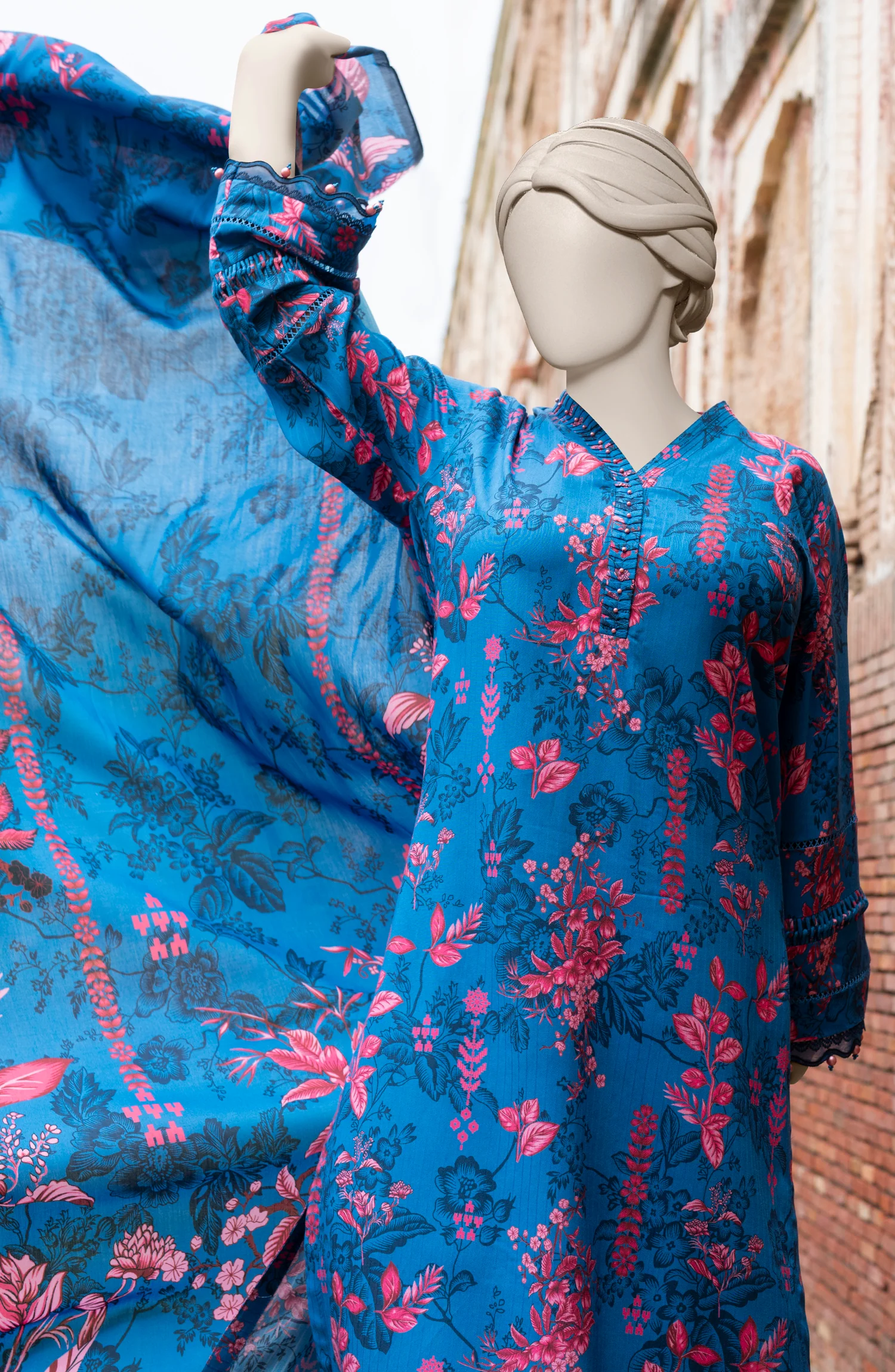 PRINTED TEXTURED VISCOSE 3PCS UNSTITCHED - Image 2