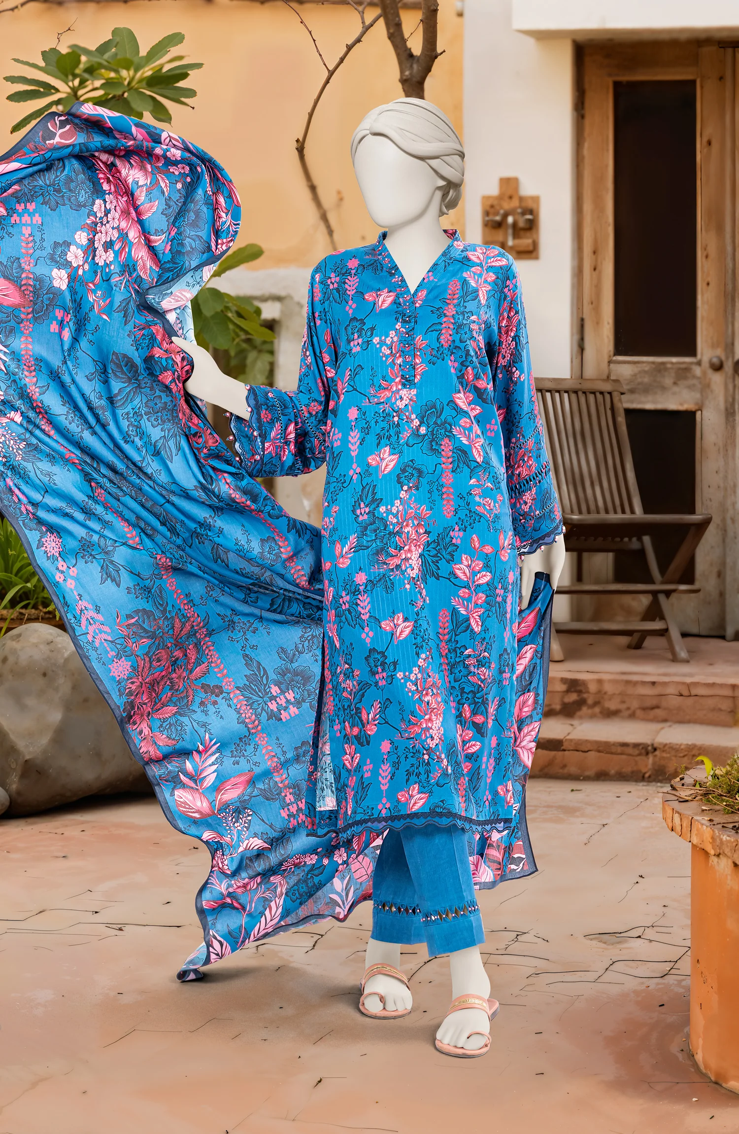PRINTED TEXTURED VISCOSE 3PCS UNSTITCHED - Image 6