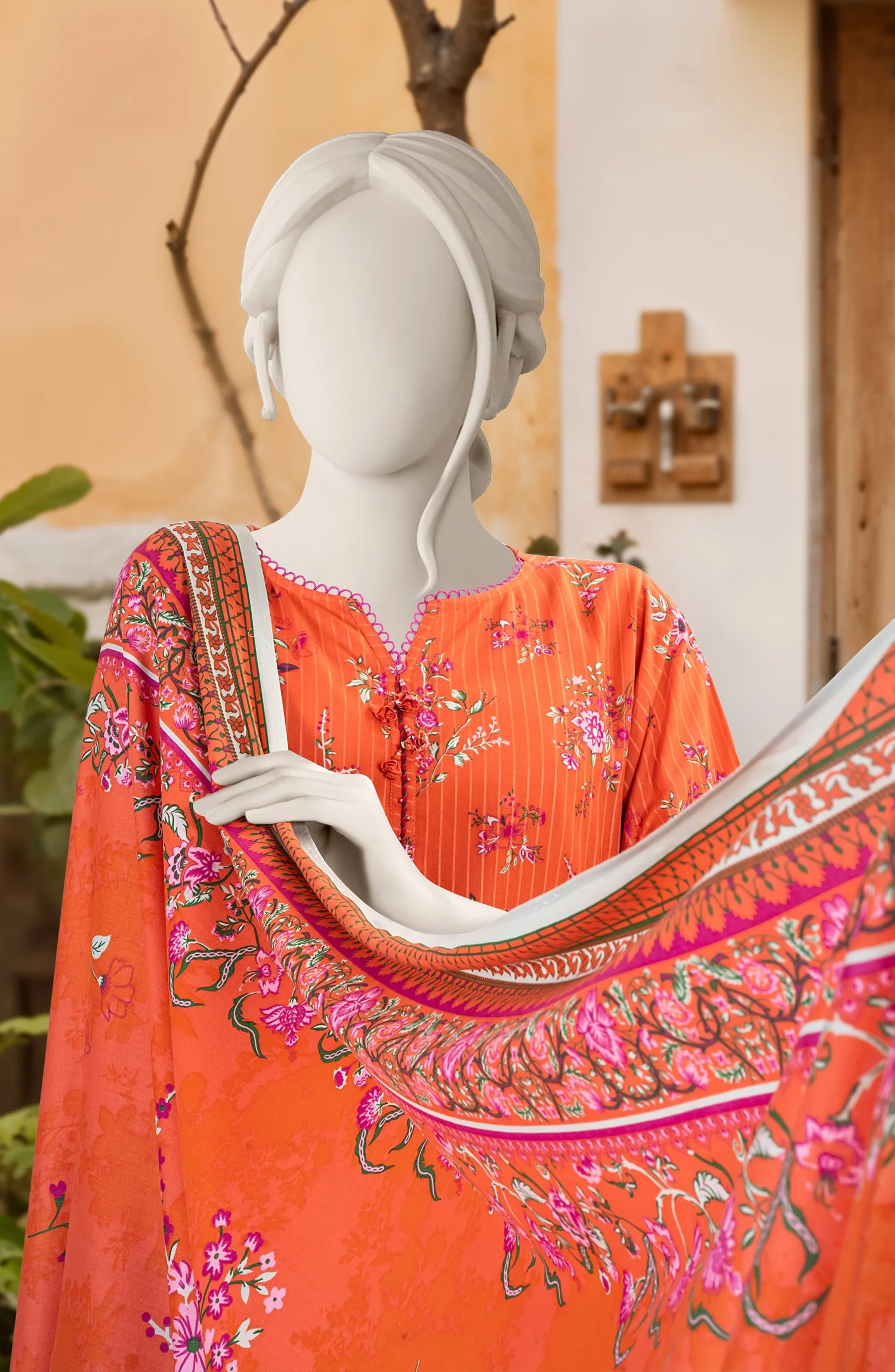 PRINTED TEXTURED VISCOSE 3PCS UNSTITCHED - Image 2