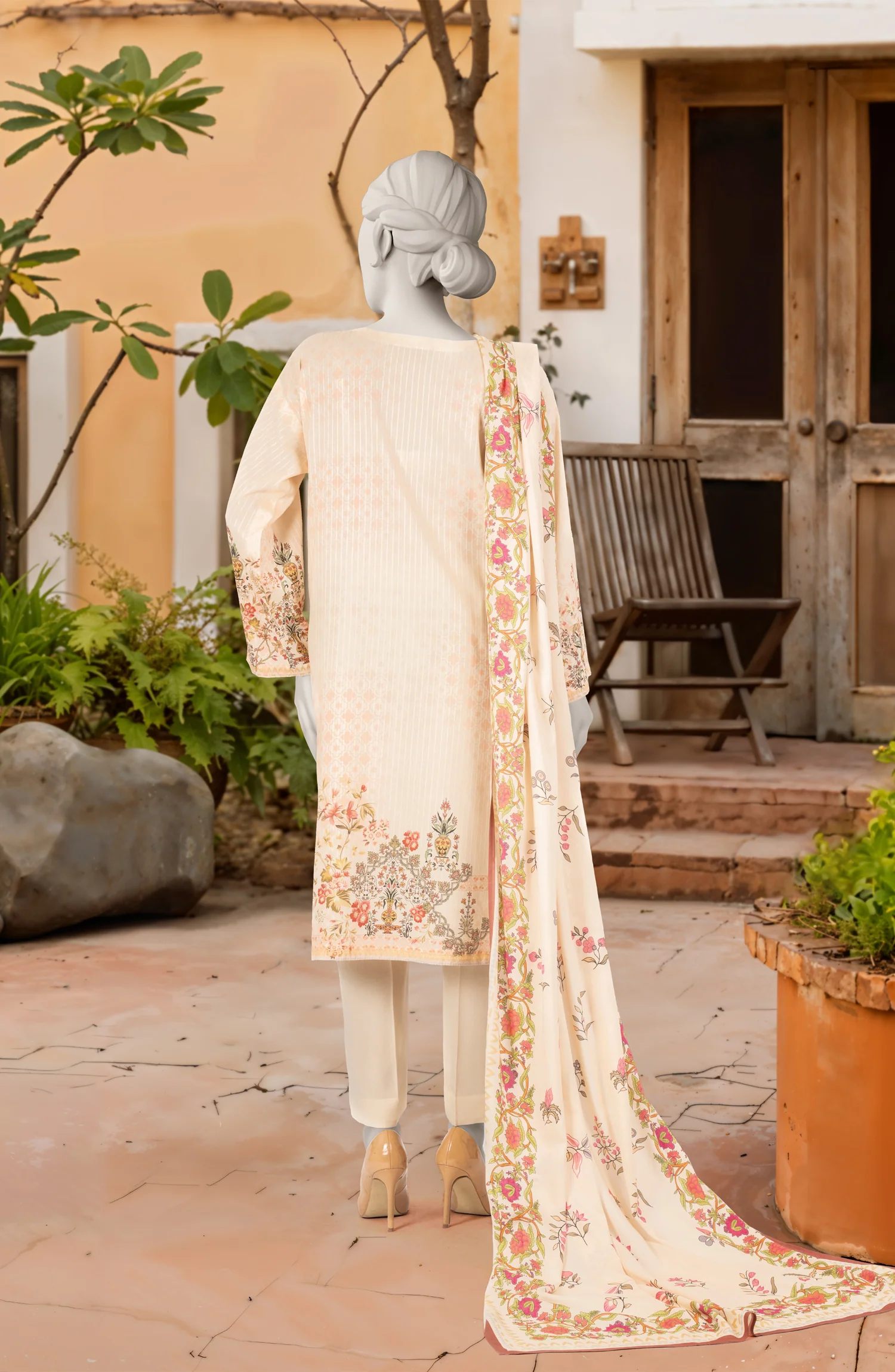 PRINTED TEXTURED VISCOSE 3PCS UNSTITCHED - Image 4