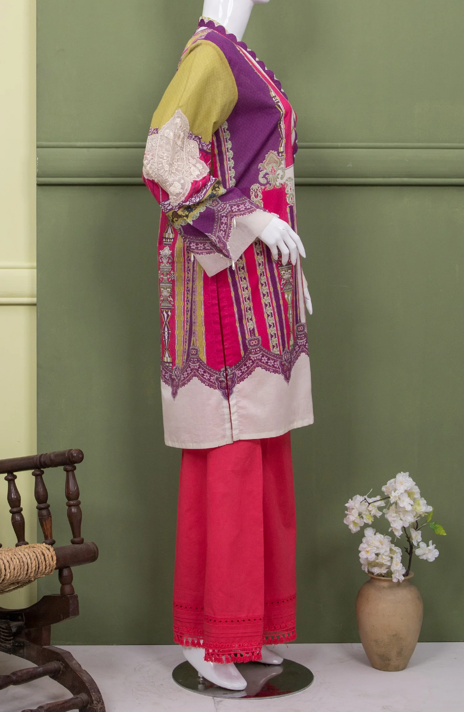 PRINTED V-NECK 1PC KURTI STITCHED - Image 2