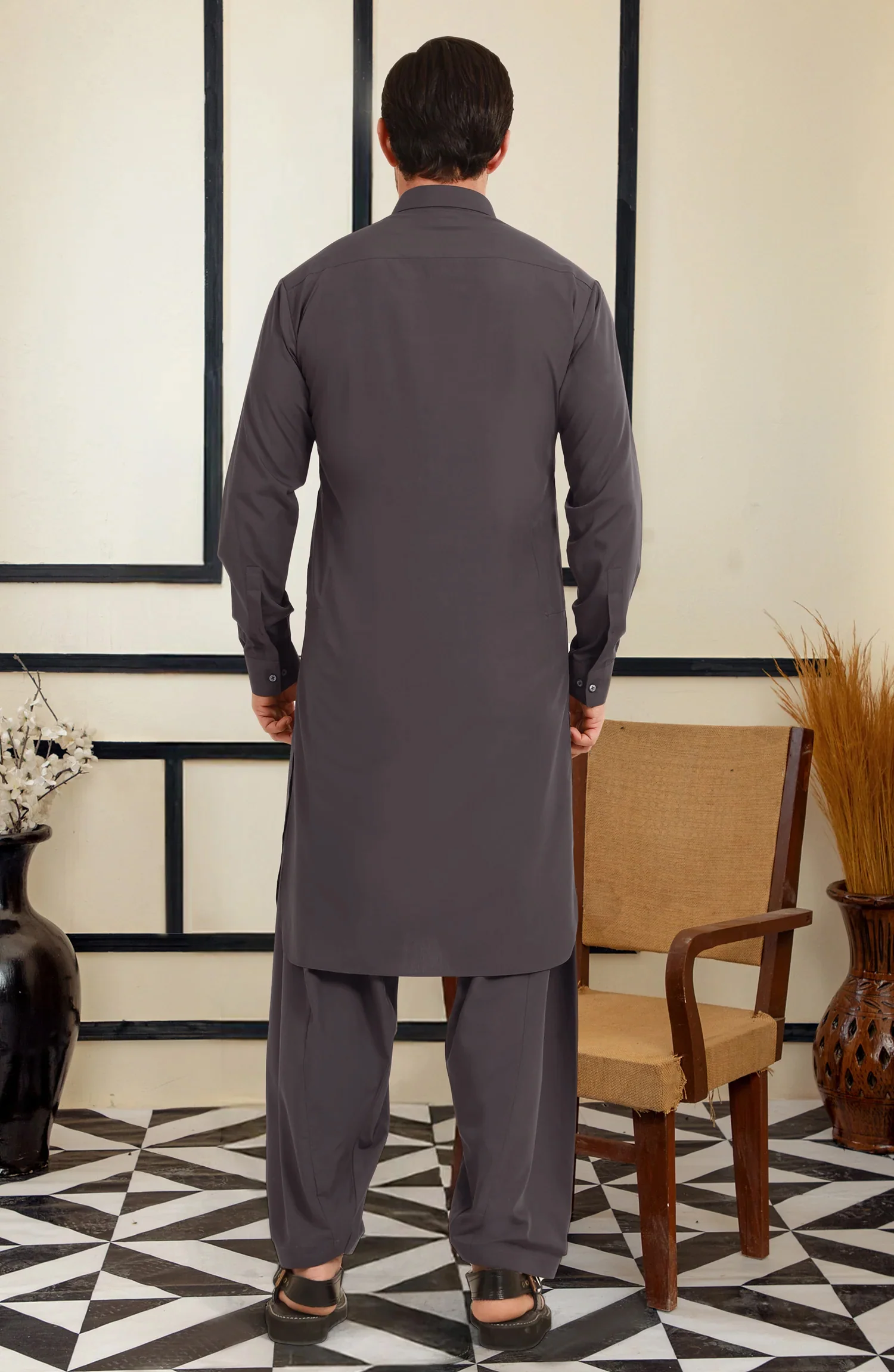 PURPLE BLENDED KAMEEZ SHALWAR - Image 4