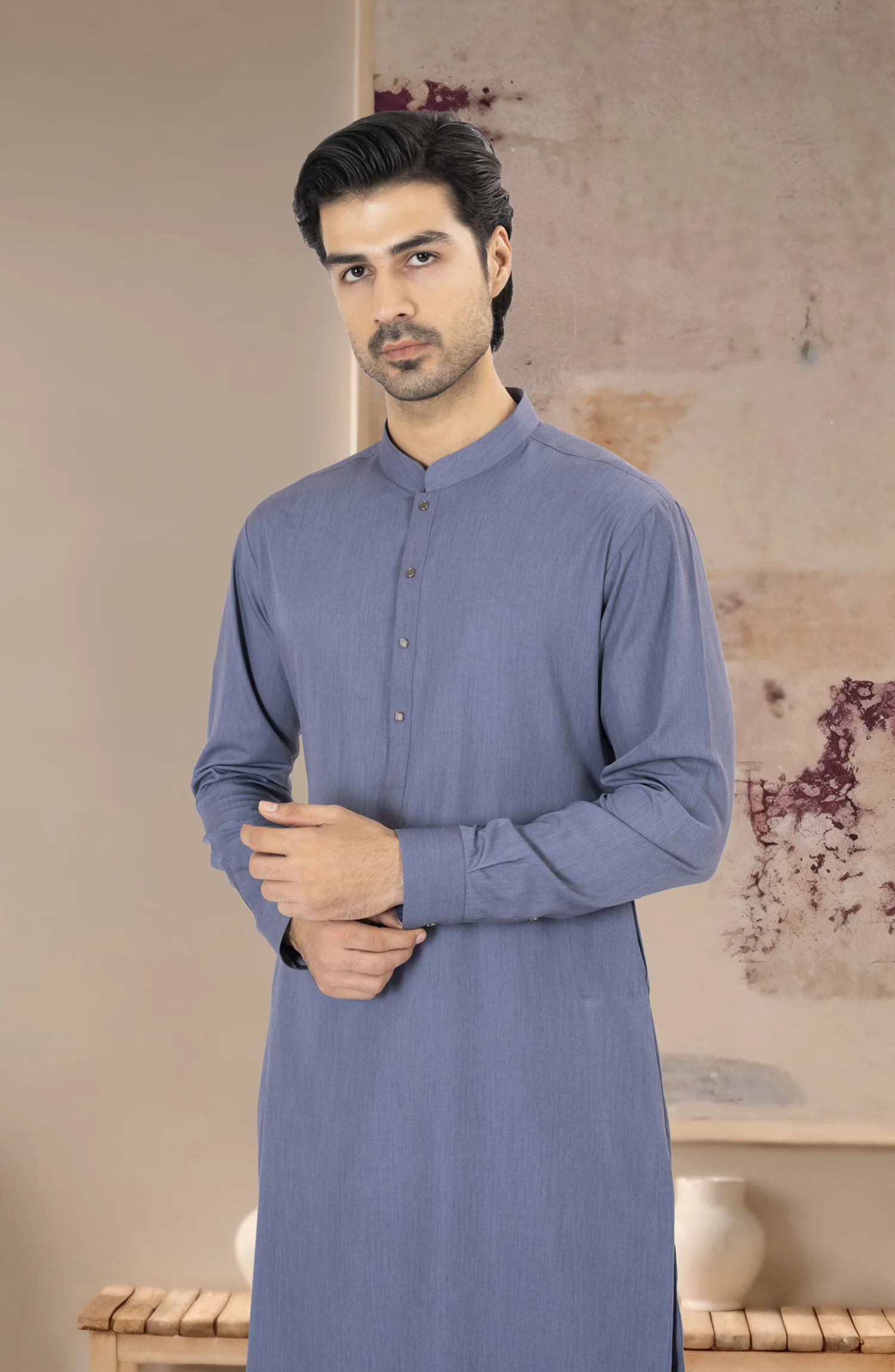 PURPLE BLENDED KAMEEZ SHALWAR - Image 3