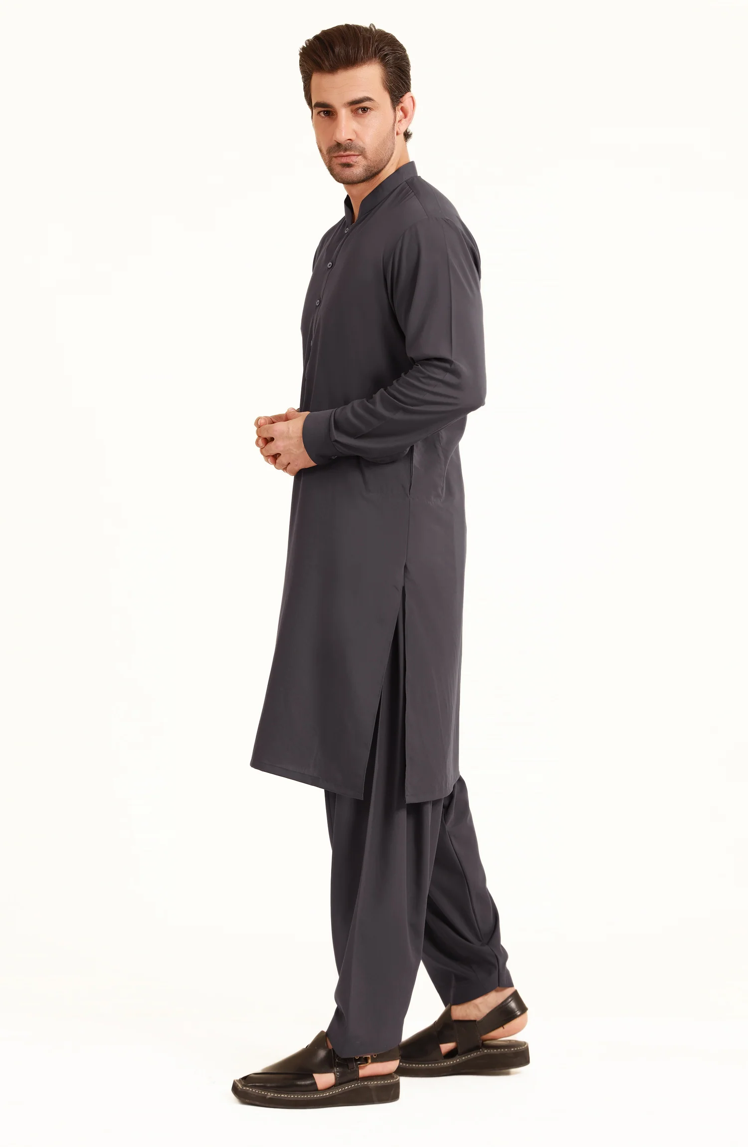 PURPLE BLENDED KAMEEZ SHALWAR - Image 3