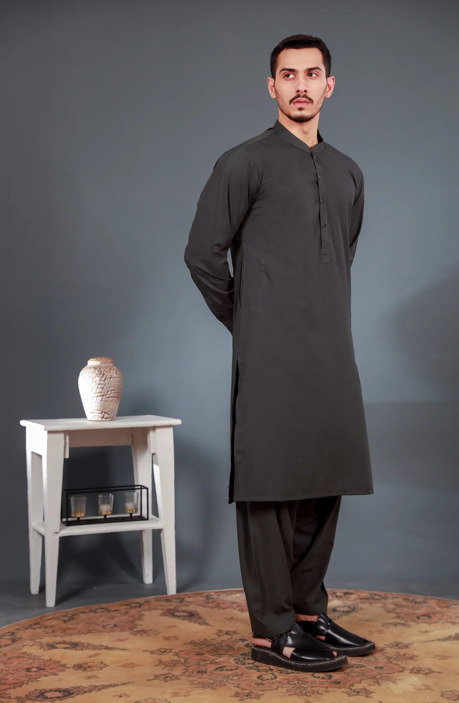 PURPLE KAMEEZ SHALWAR WITH WAIST COAT - Image 4