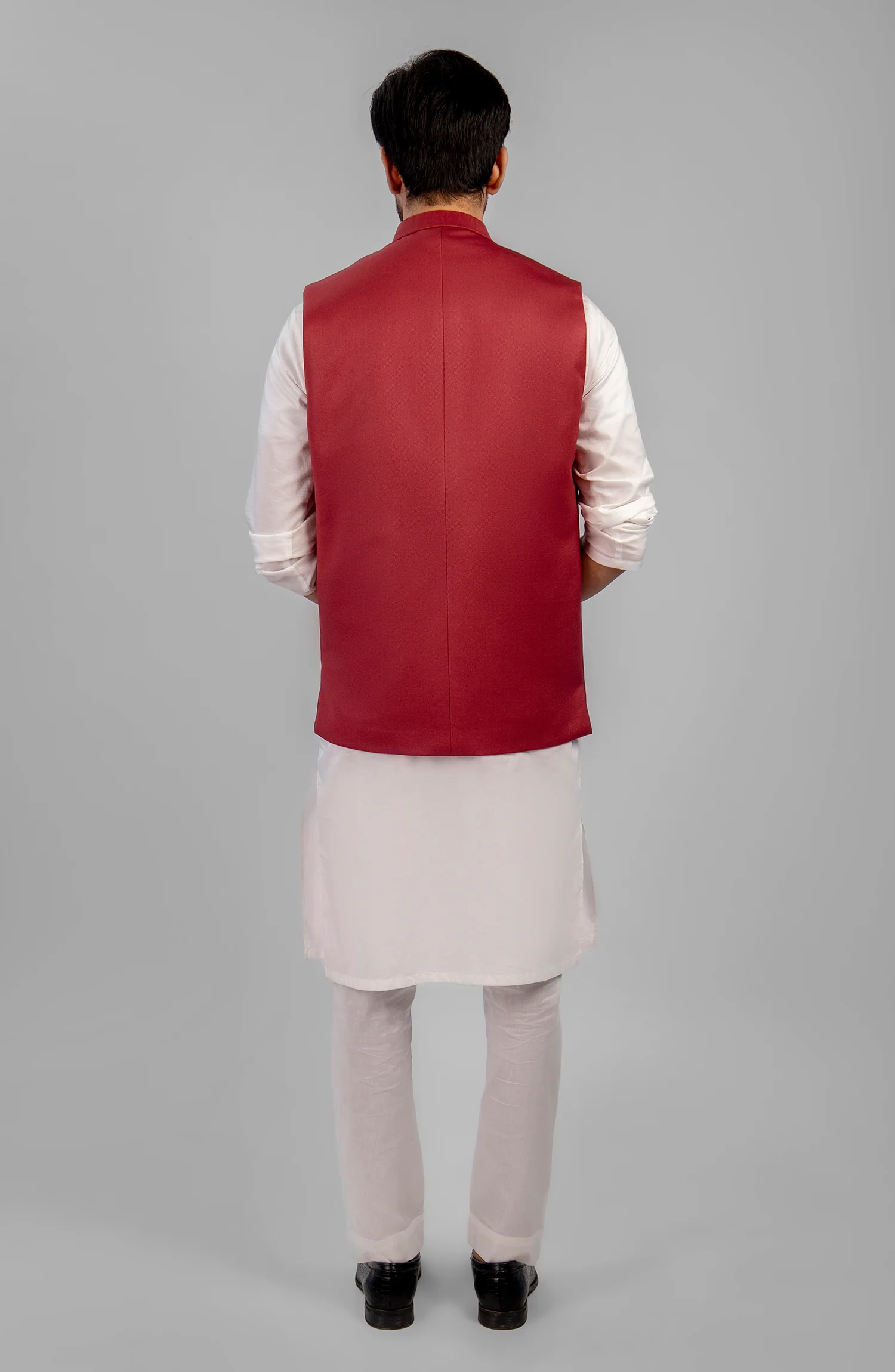 RED PLAIN WAISTCOAT - Image 3