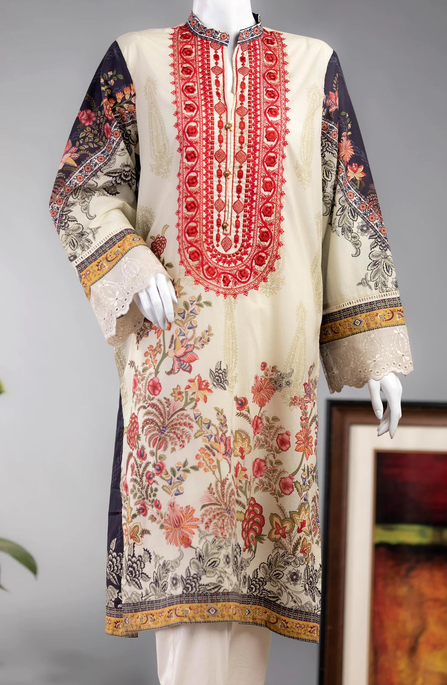 RICH ORNAMENT LAWN PRINTED 1PC STITCH KURTI - Image 2