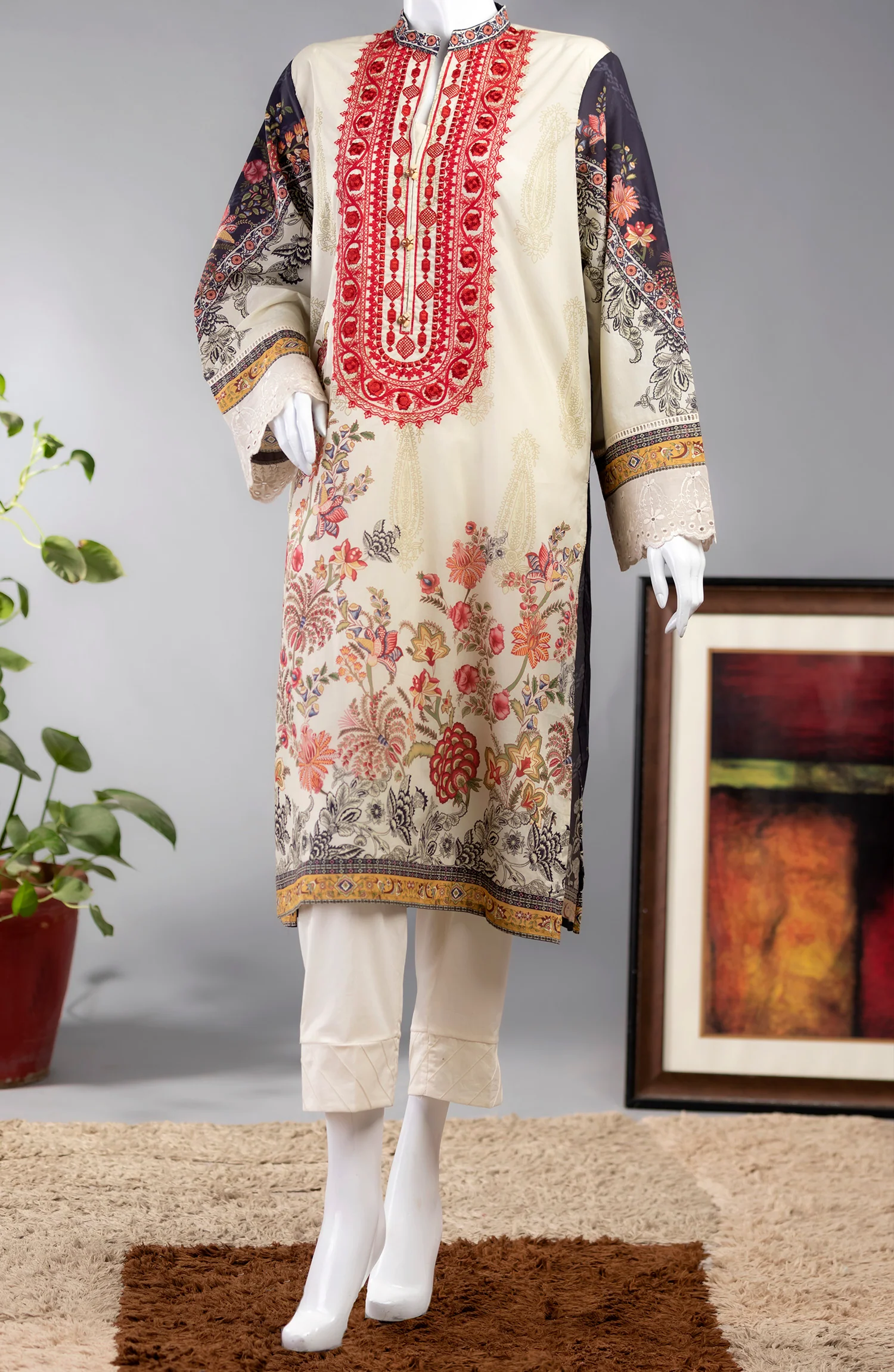 RICH ORNAMENT LAWN PRINTED 1PC STITCH KURTI - Image 3