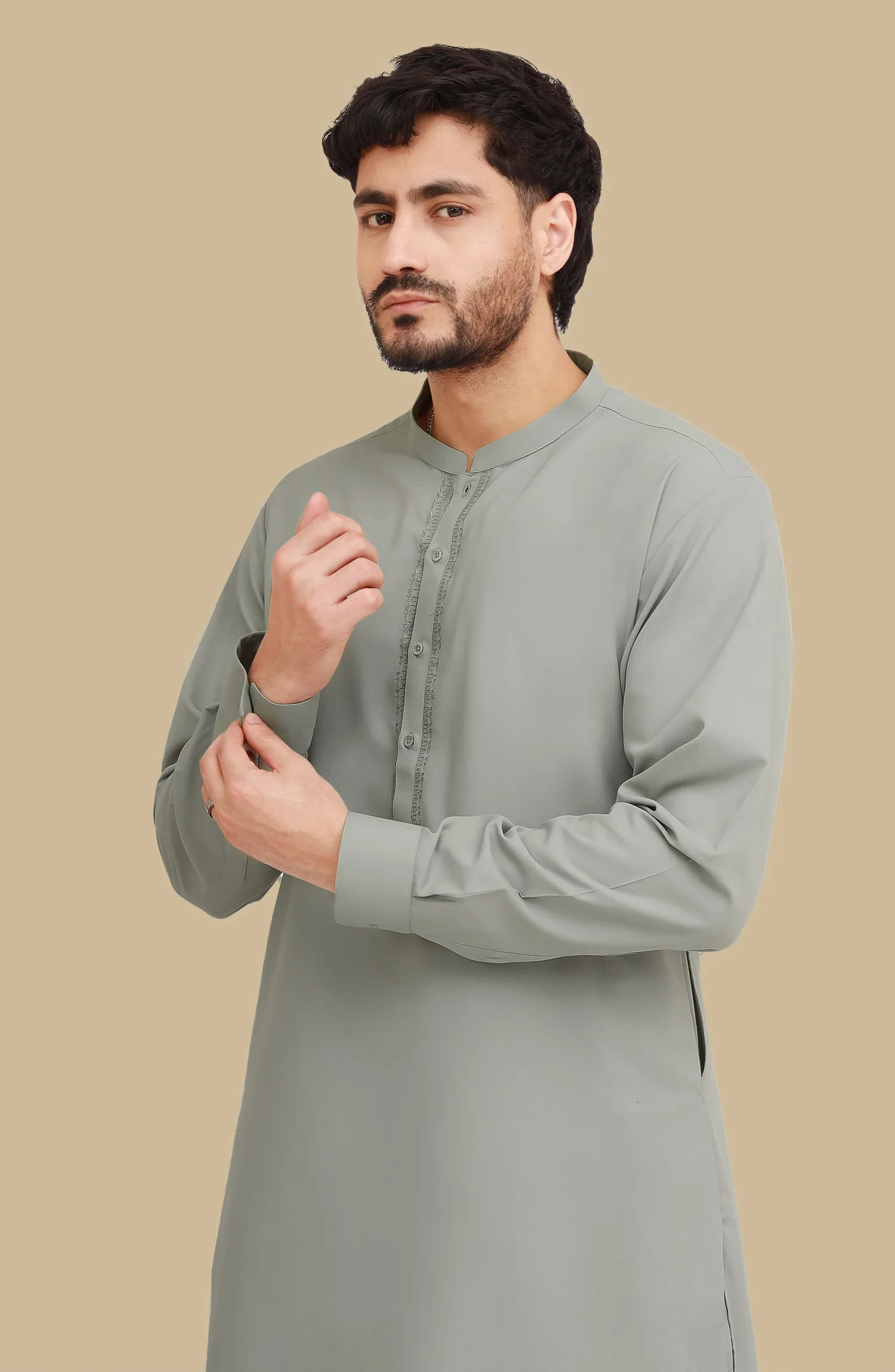 SAGE BLENDED EMBROIDERED KAMEEZ SHALWAR - Image 2