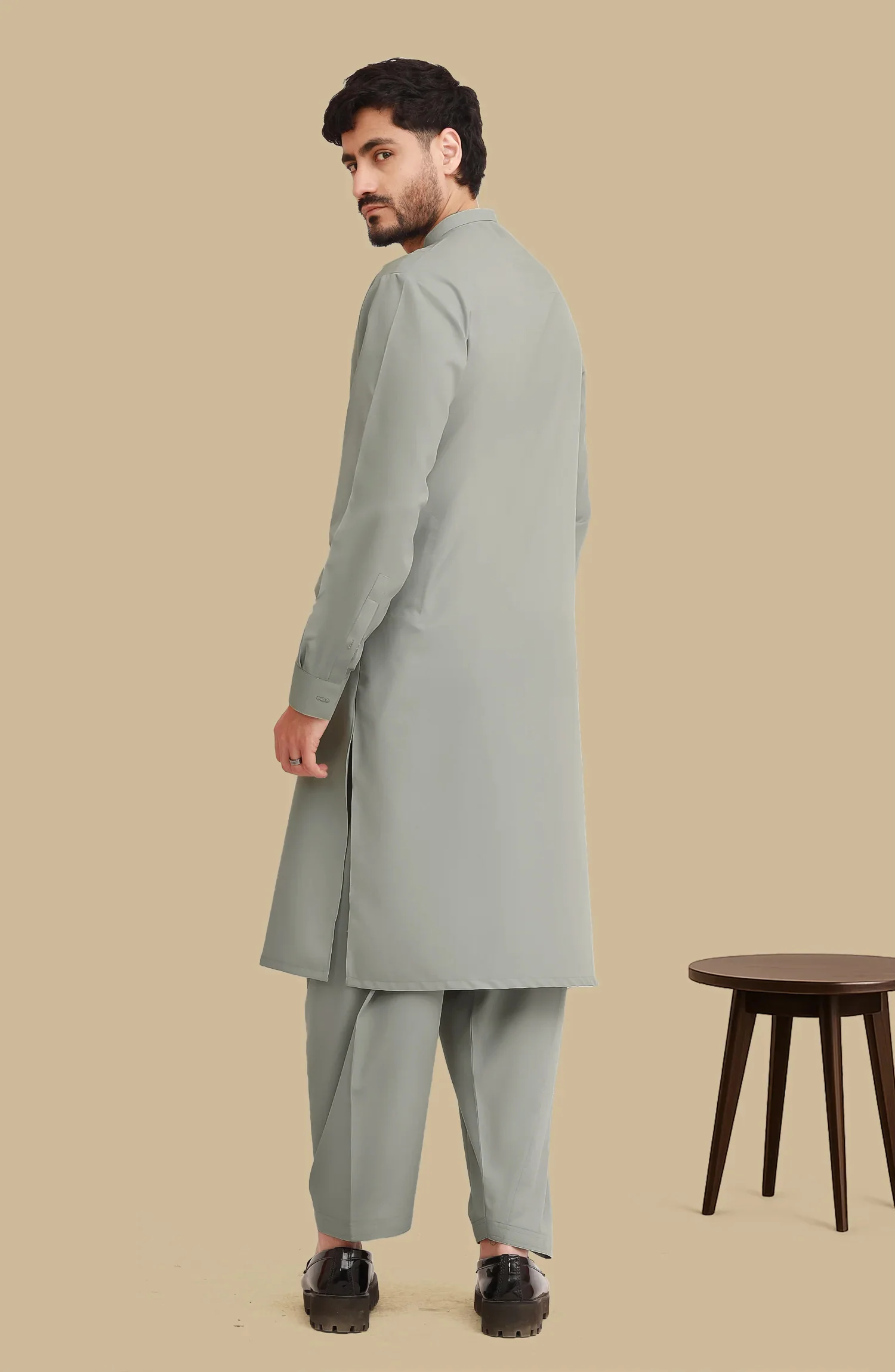 SAGE BLENDED EMBROIDERED KAMEEZ SHALWAR - Image 5