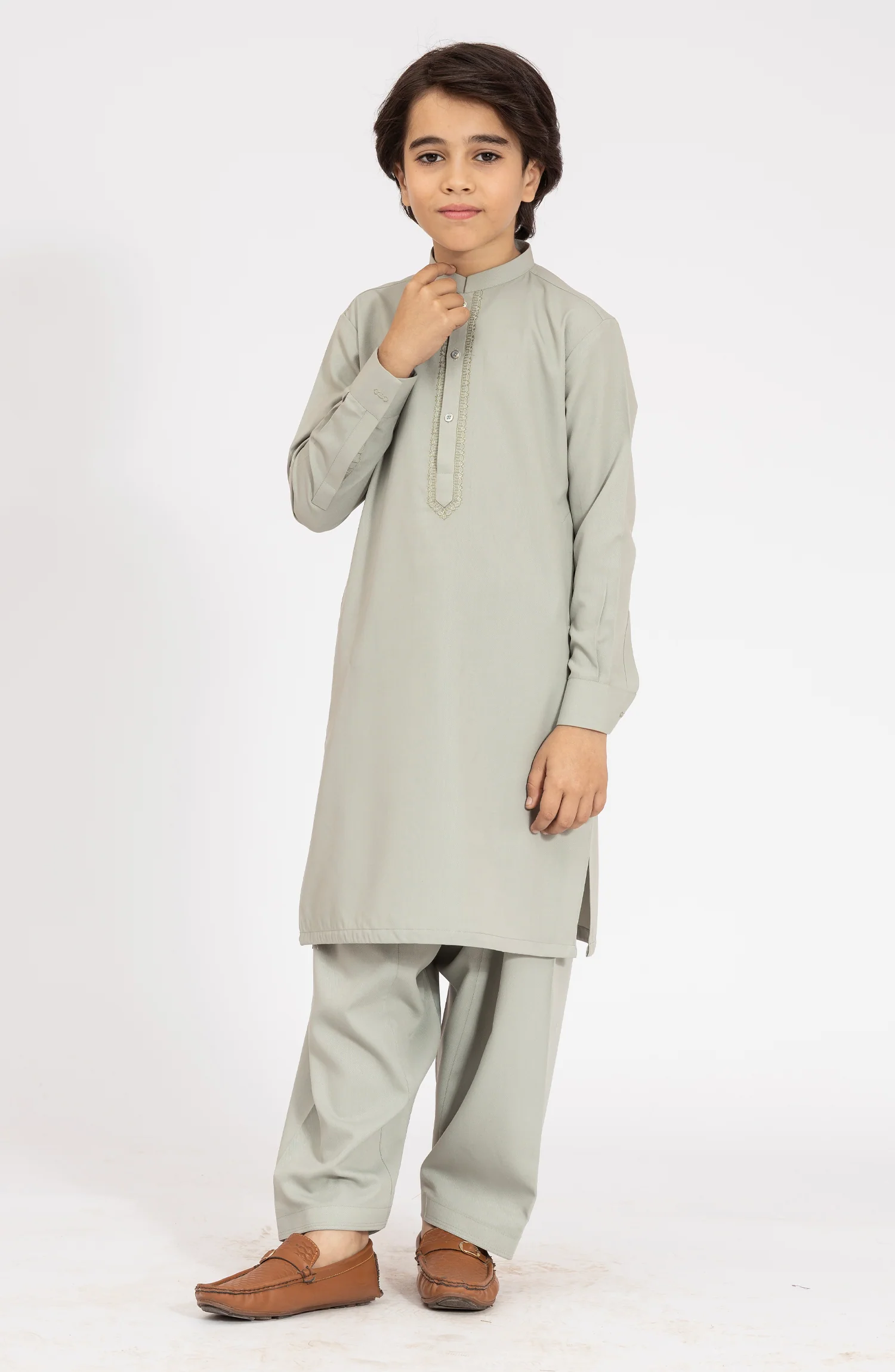 SAGE EMBROIDERED BLENDED KAMEEZ SHALWAR - Image 8