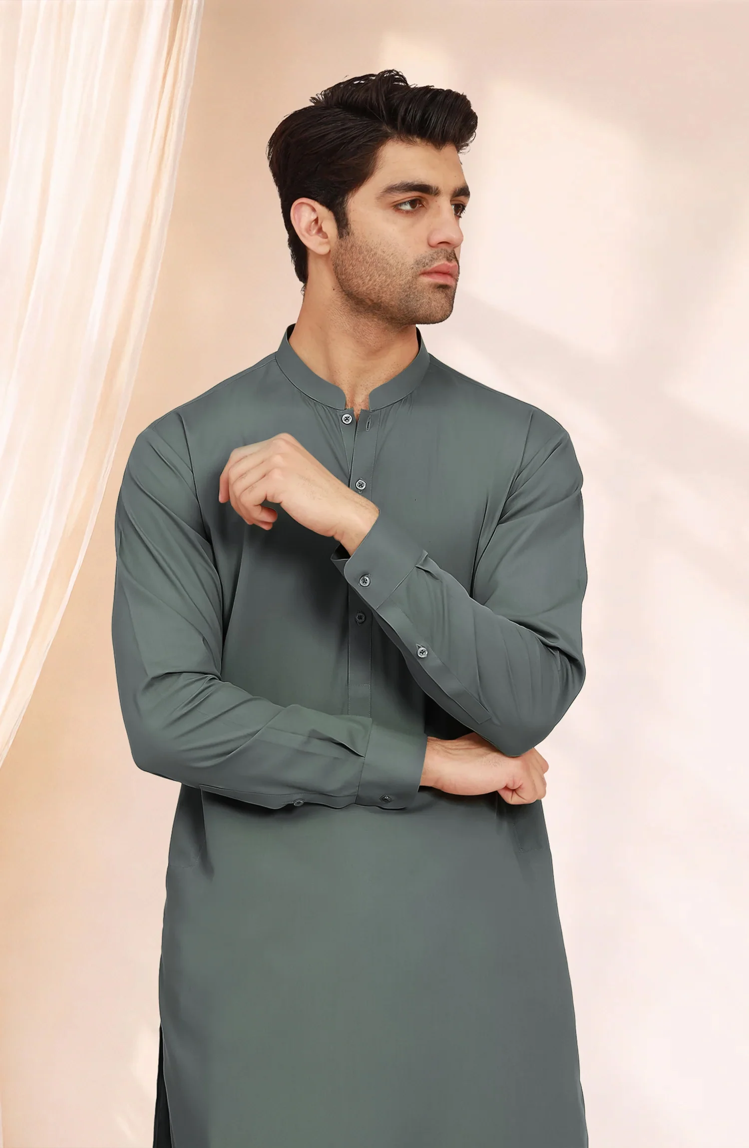 SEA-GREEN BLENDED KAMEEZ SHALWAR - Image 2