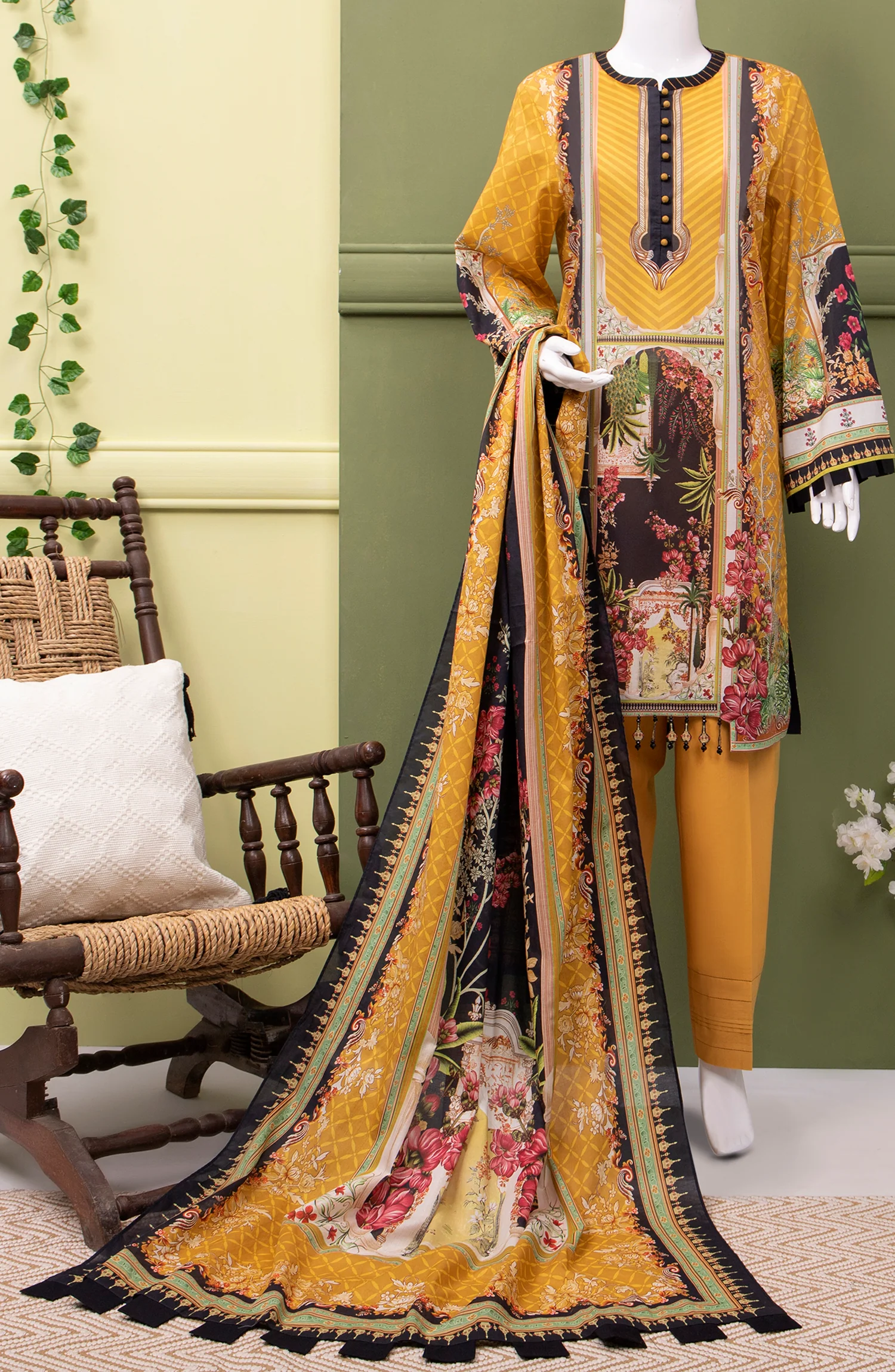 SEPIA LAWN PRINTED 3PC