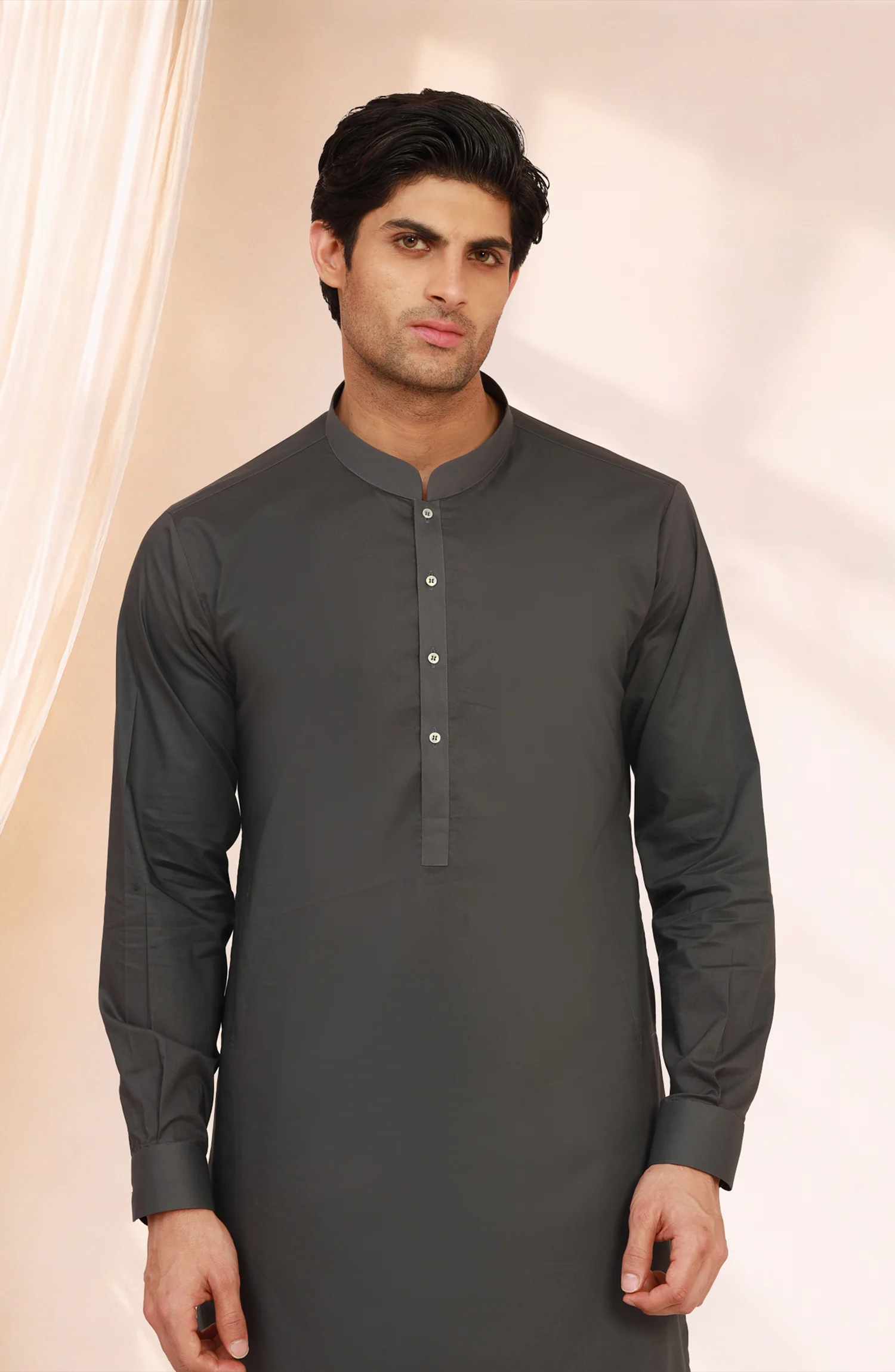 SHADOW-GREY 100% COTTON KAMEEZ SHALWAR - Image 2