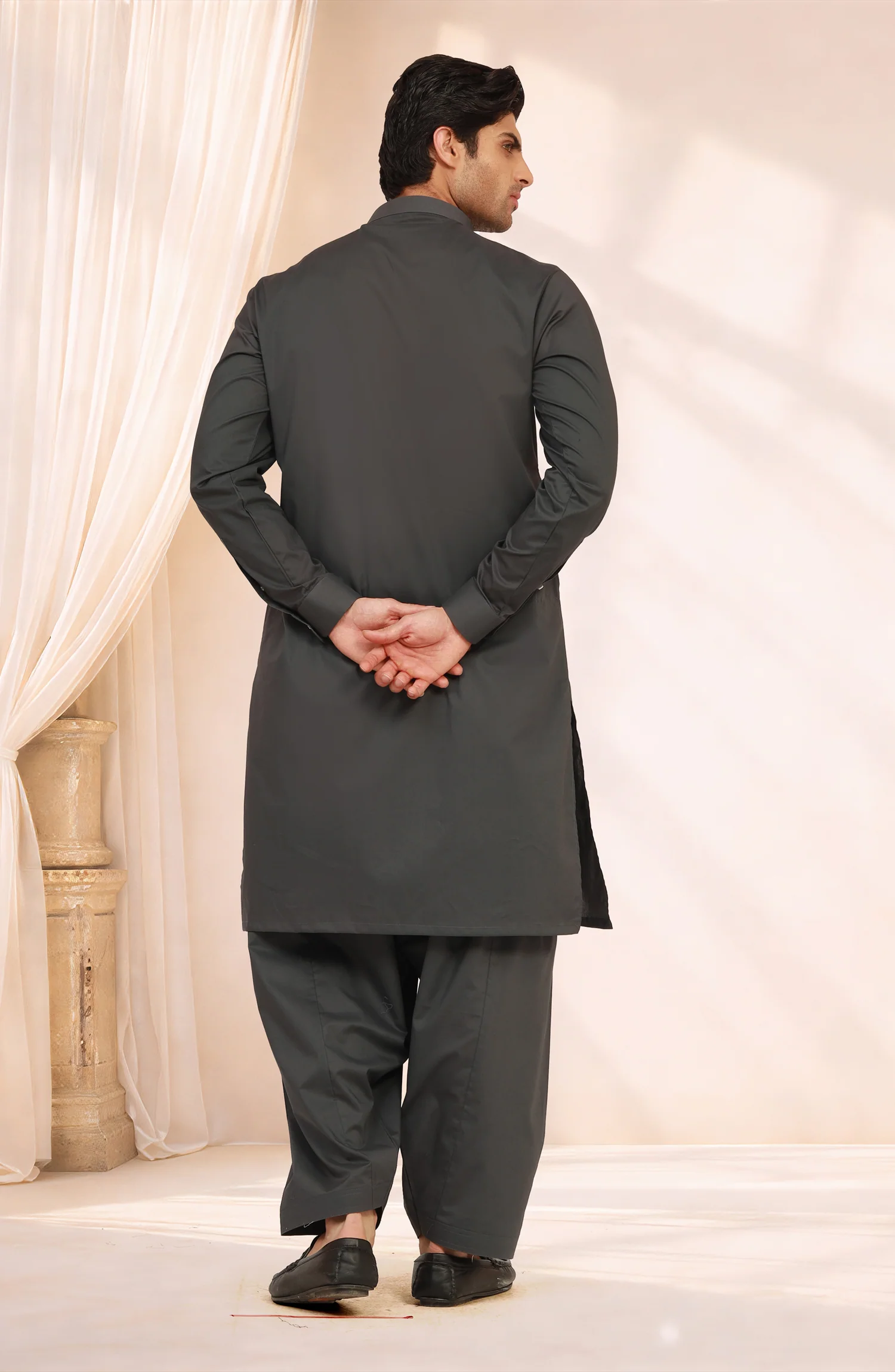SHADOW-GREY 100% COTTON KAMEEZ SHALWAR - Image 4