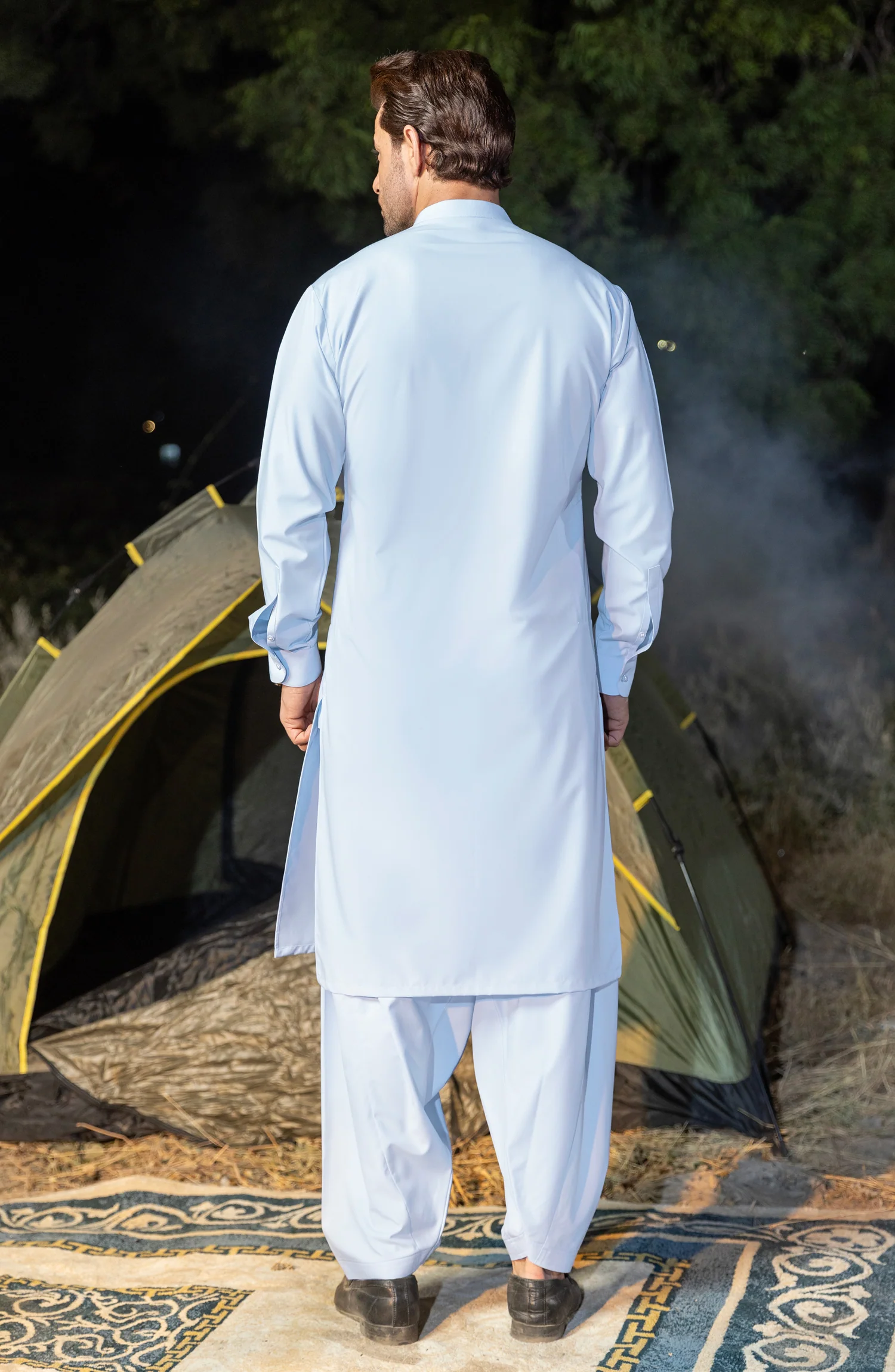 SKY BLUE BLENDED KAMEEZ SHALWAR - Image 3