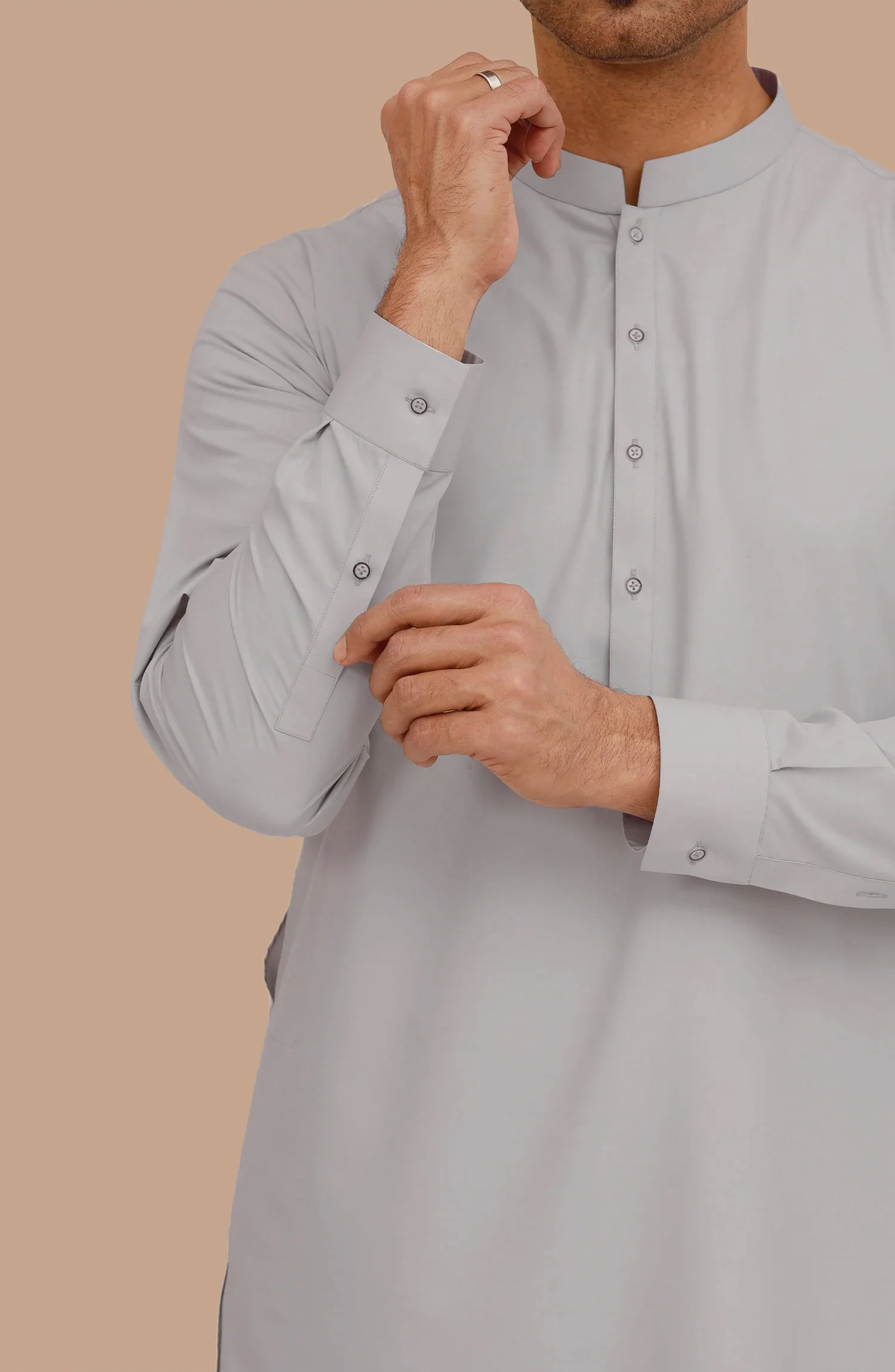SMOKE-GREY BLENDED KAMEEZ SHALWAR - Image 5