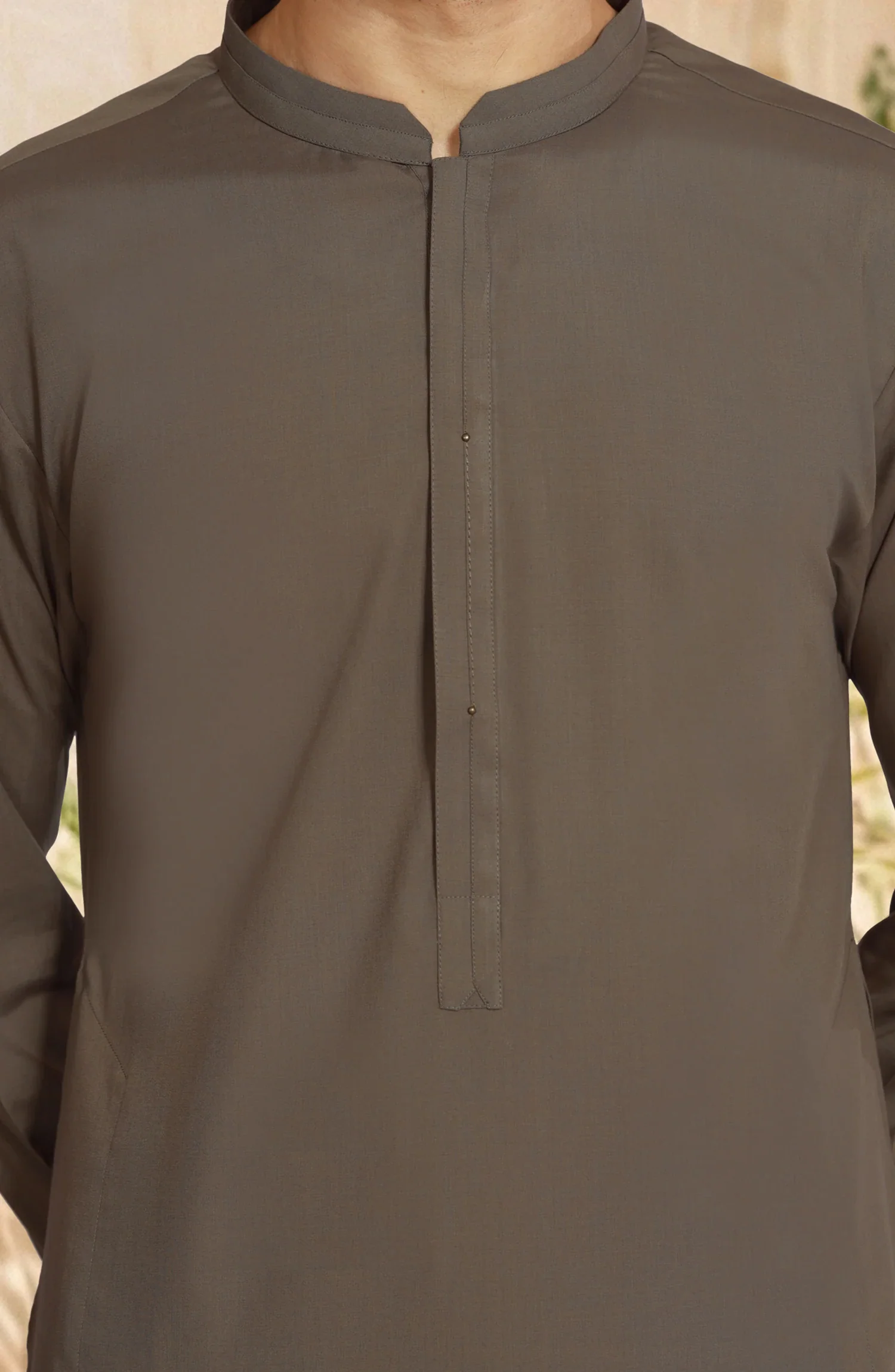 SOLDIER-GREEN BLENDED KAMEEZ SHALWAR - Image 2