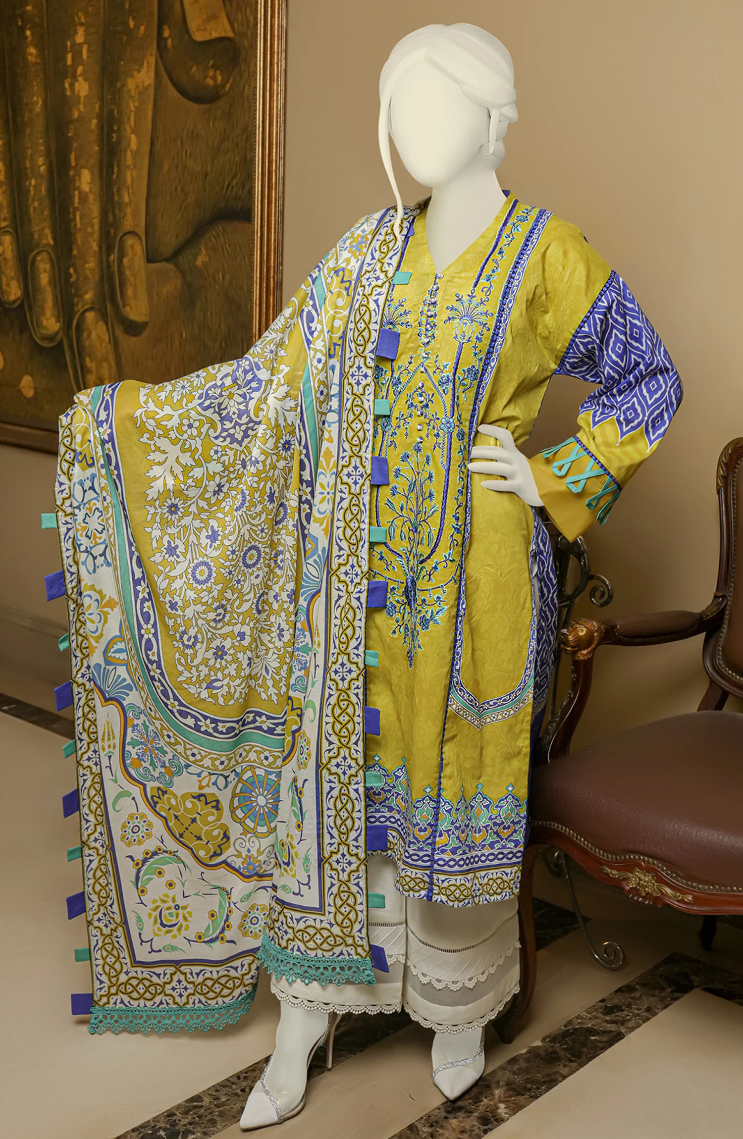 SUMMER'22 ABSHAAR EMBROIDERED DIGITAL PRINTED LAWN 3PC UNSTITCHED