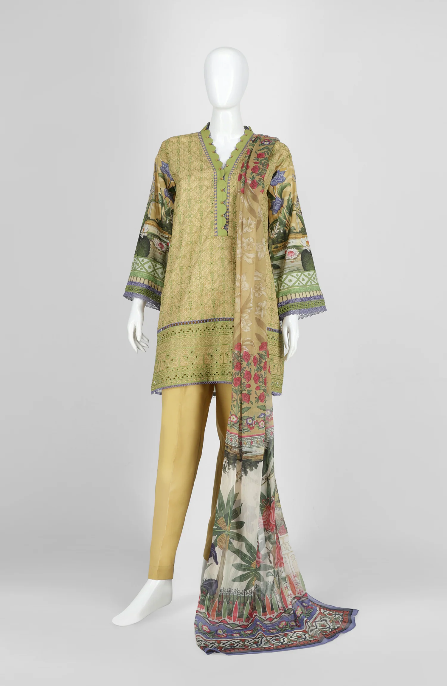 SUMMER'22 ARCH FLORA STITCHED 3PC SUIT - Image 2