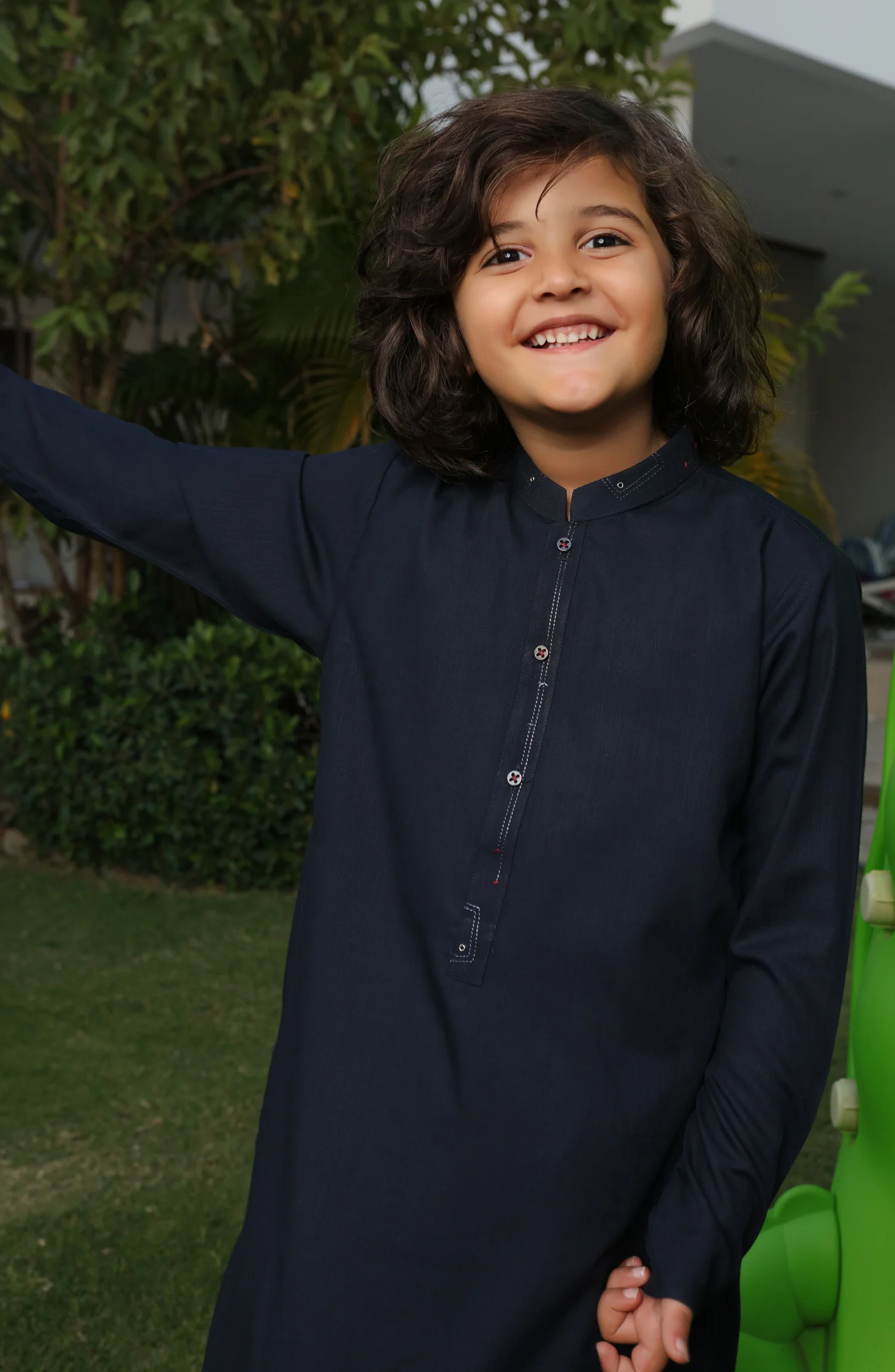 SUMMER'22 BOYS CASUAL STYLING KAMEEZ SHALWAR NAVY BLUE - Image 3