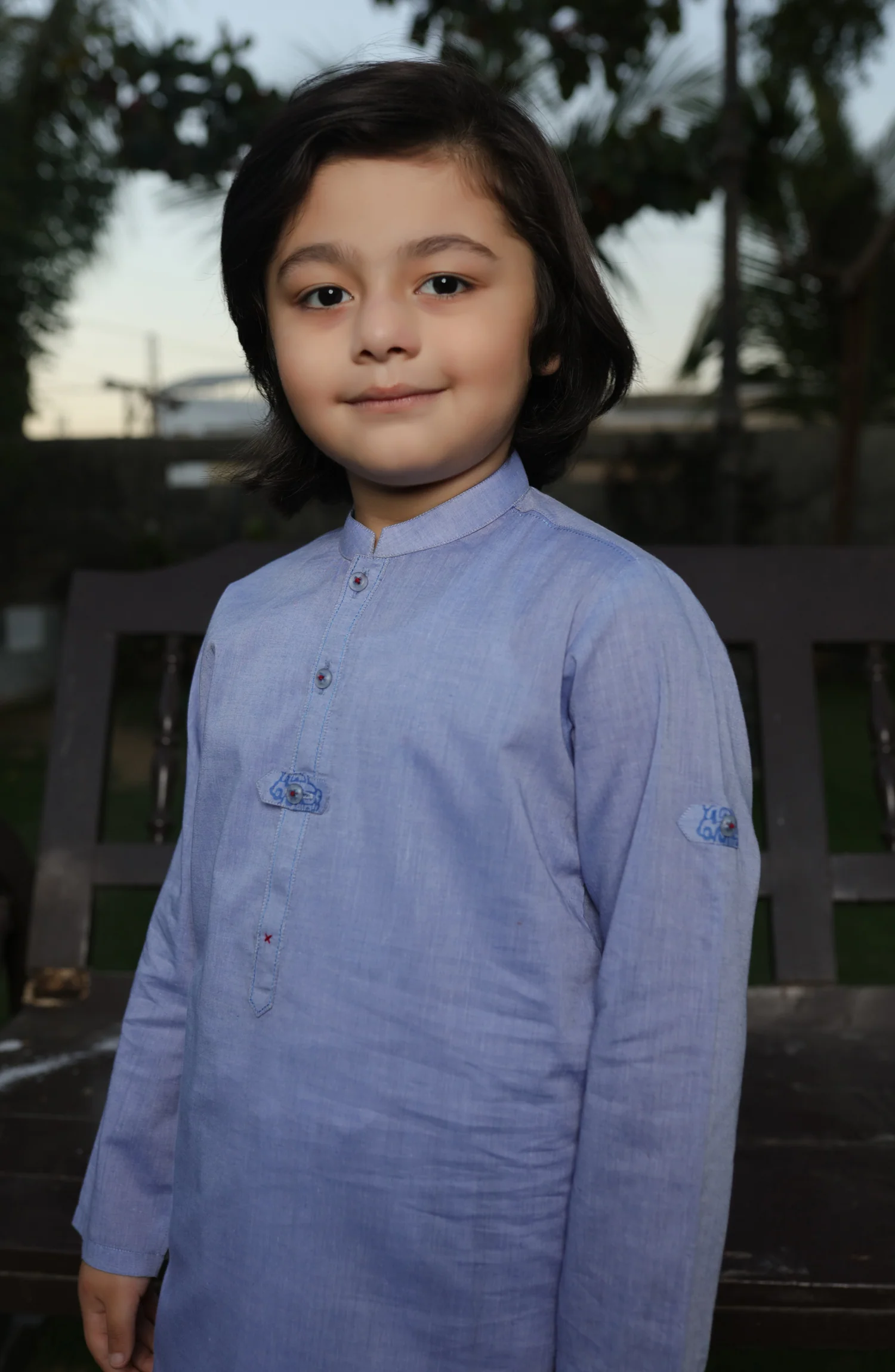 SUMMER'22 BOYS CASUAL STYLING KAMEEZ SHALWAR SKY BLUE - Image 2