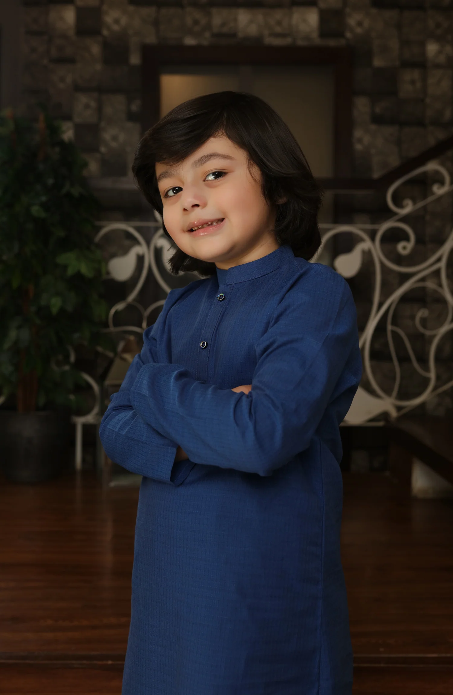 SUMMER'22 BOYS SEMI FORMAL KAMEEZ SHALWAR BLUE - Image 2