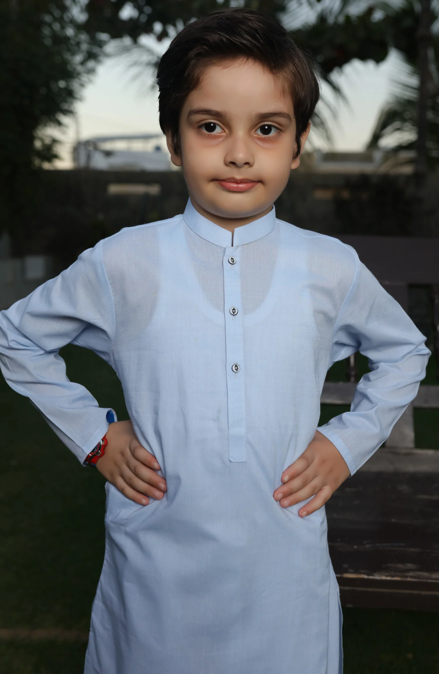 SUMMER'22 BOYS SEMI FORMAL STYLING KURTA SKY BLUE - Image 2