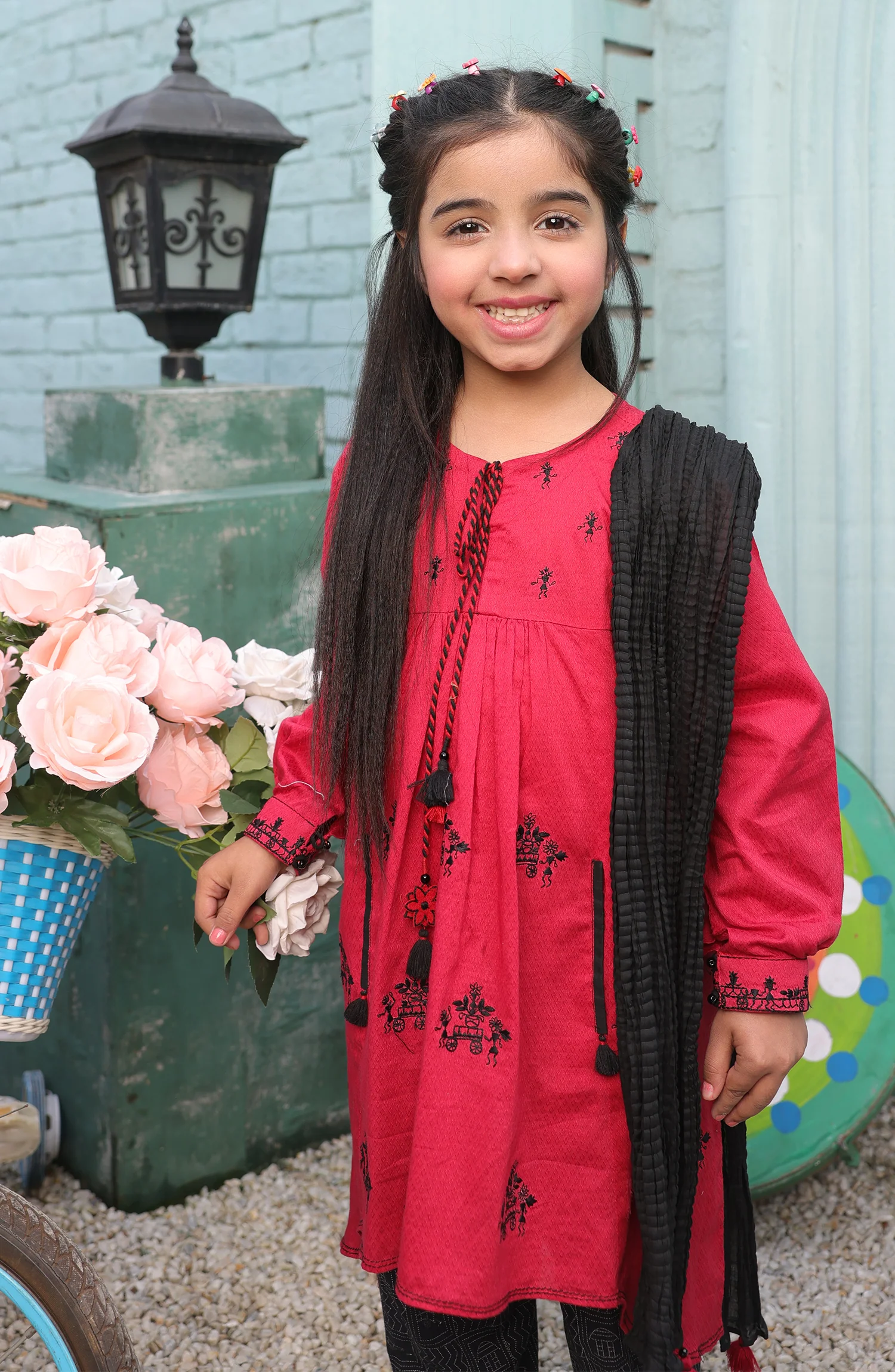 SUMMER'22 GIRLS DITSY FLORA 3PC STITCHED SUIT - Image 2