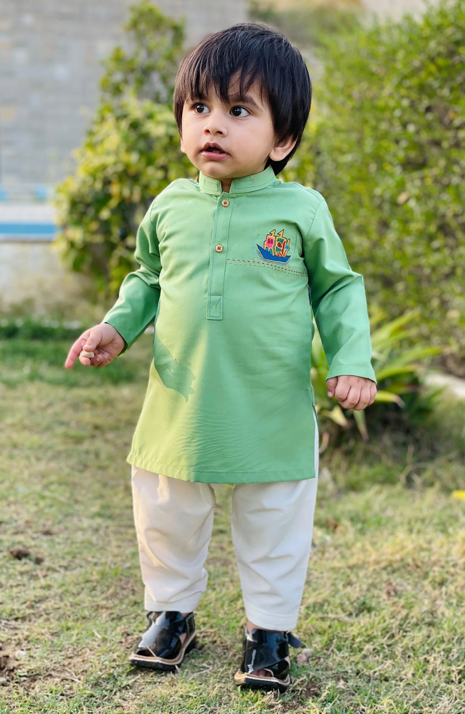 SUMMER'22 INFANT CASUAL STYLING KURTA GREEN