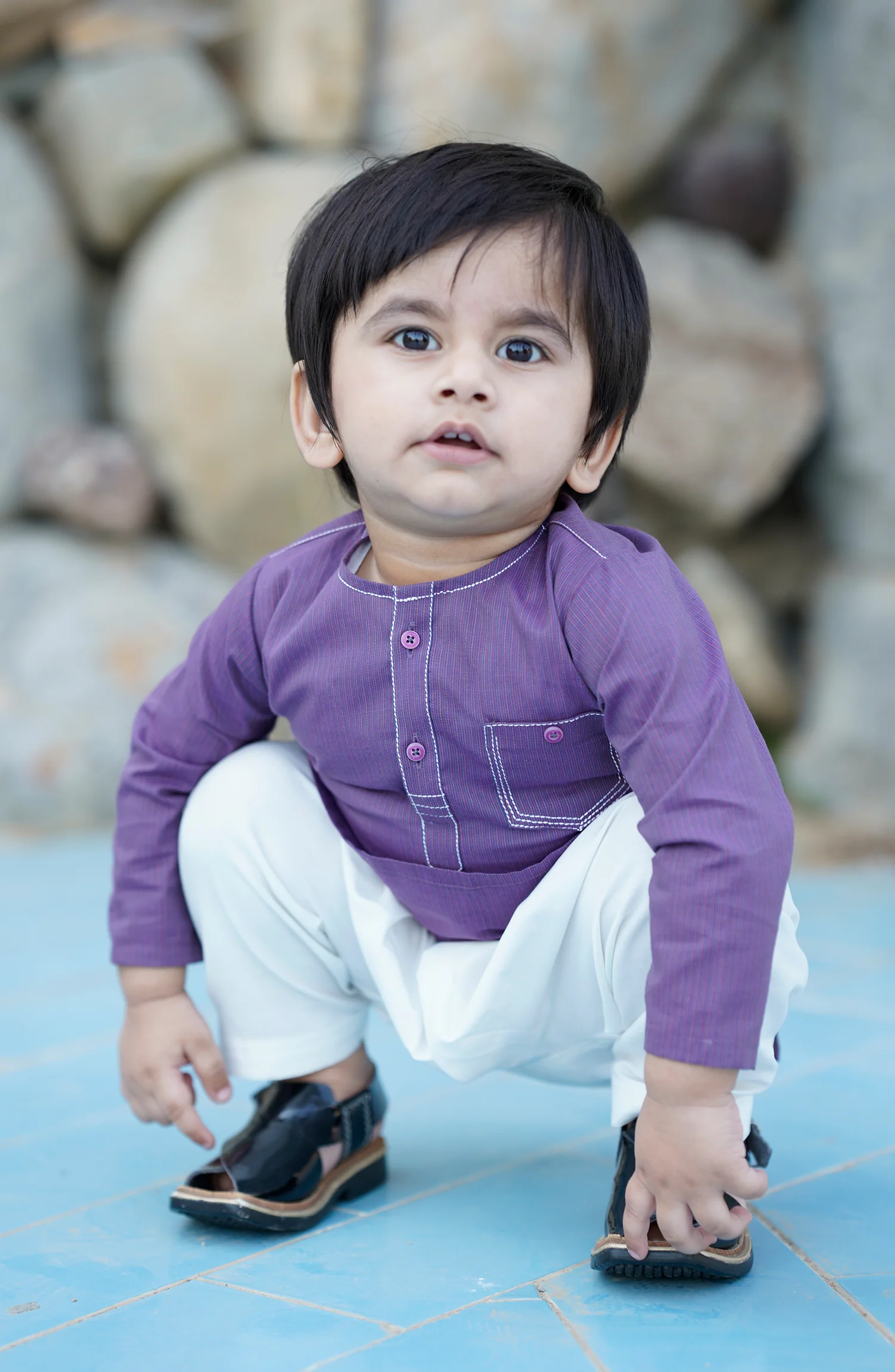 SUMMER'22 INFANT CASUAL STYLING KURTA PURPLE - Image 2