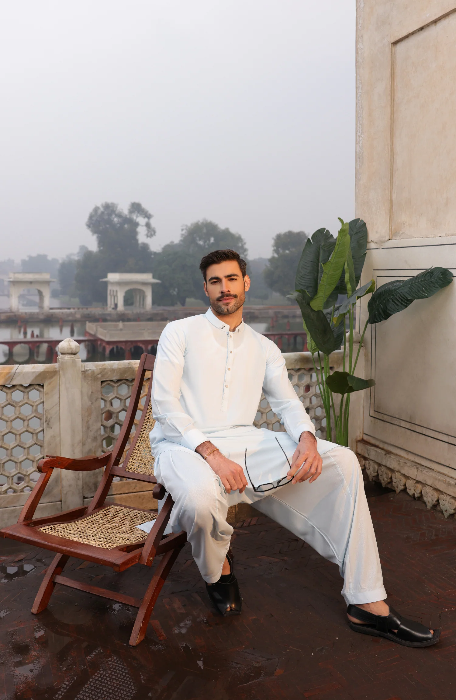 SUMMER'22 MEN CASUAL STYLING KAMEEZ SHALWAR AQUA - Image 3