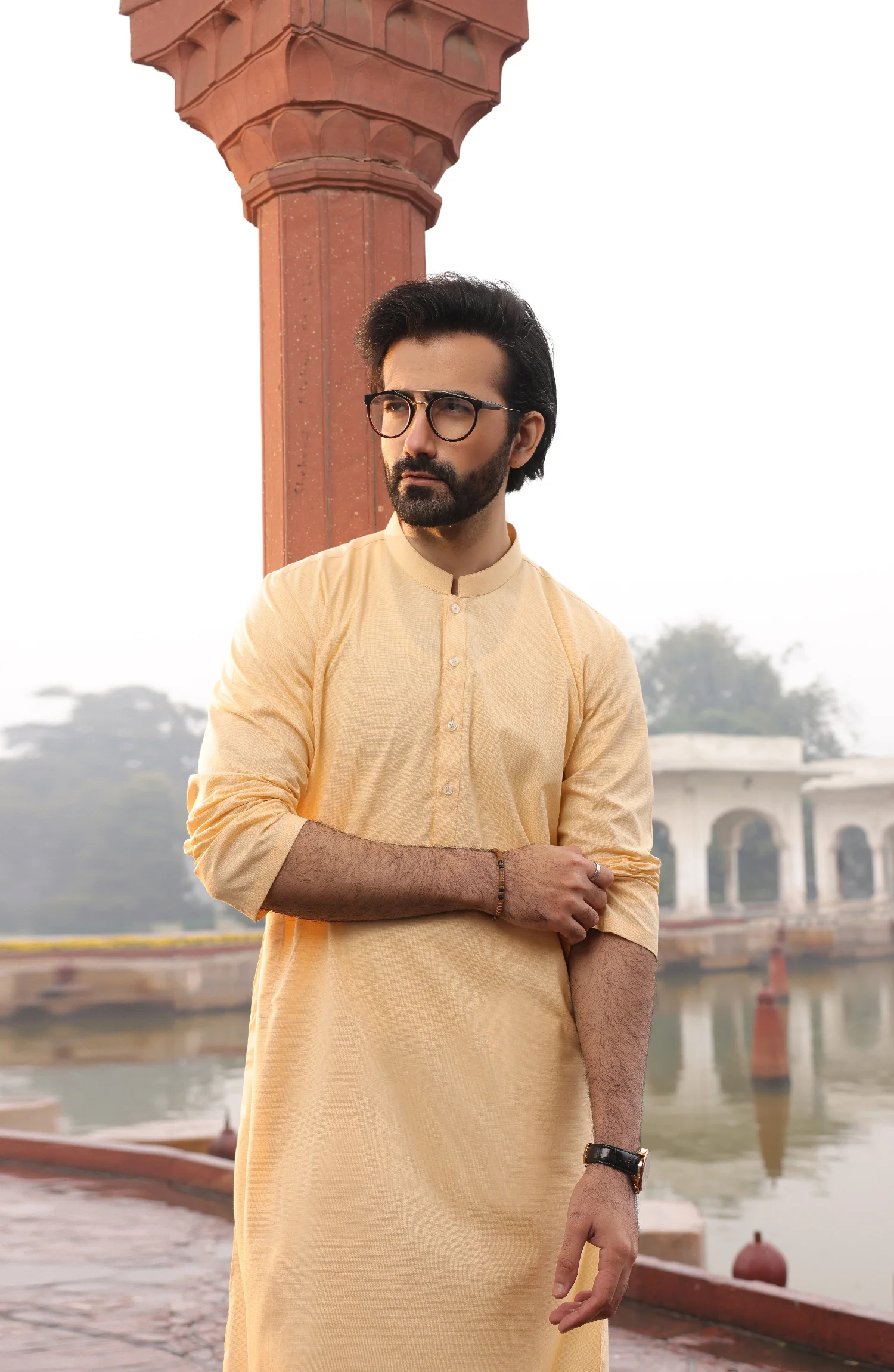 SUMMER'22 MEN KURTA CASUAL STYLING YELLOW - Image 3