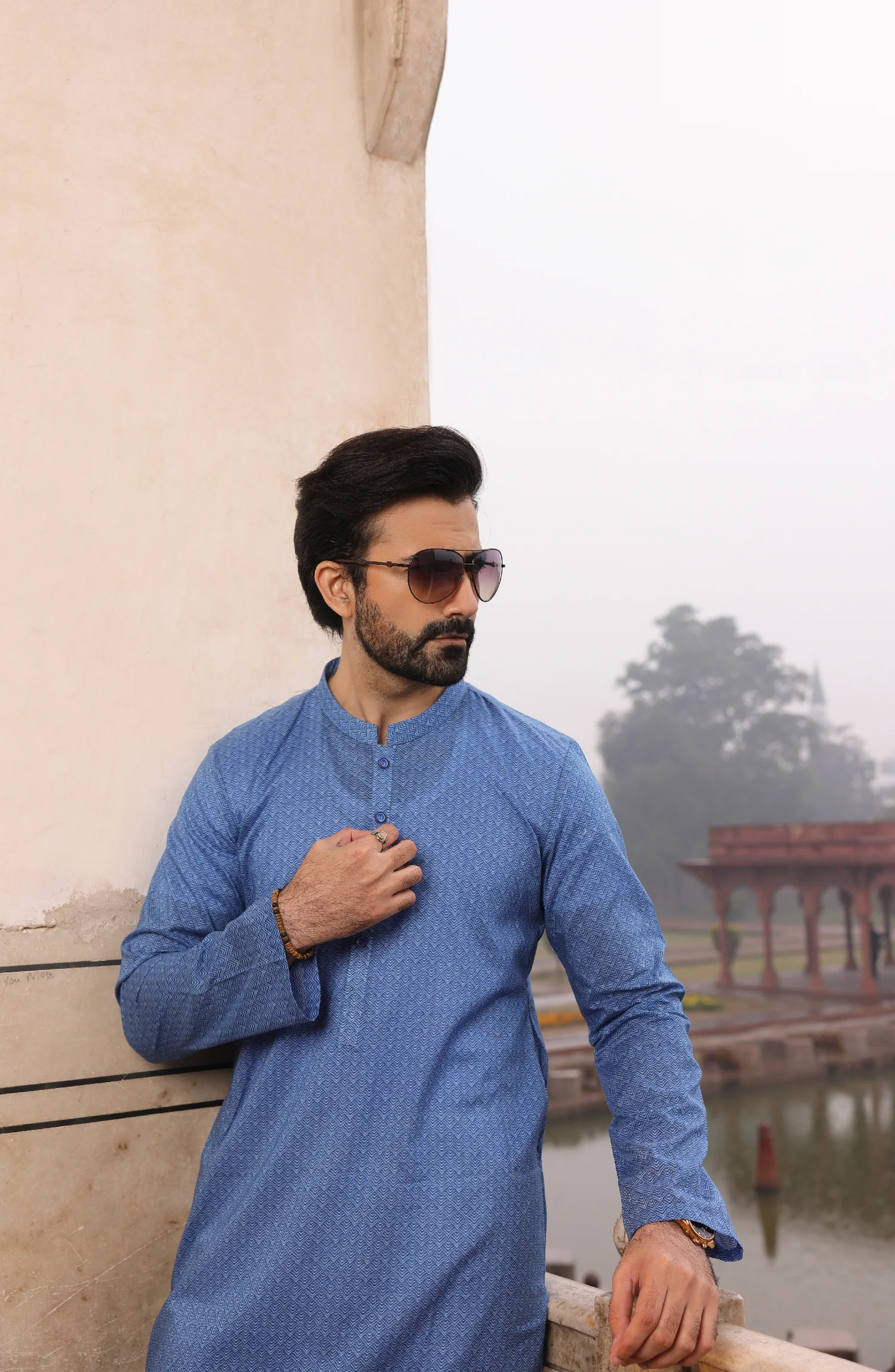 SUMMER'22 MEN KURTA PRINTED BLUE - Image 2