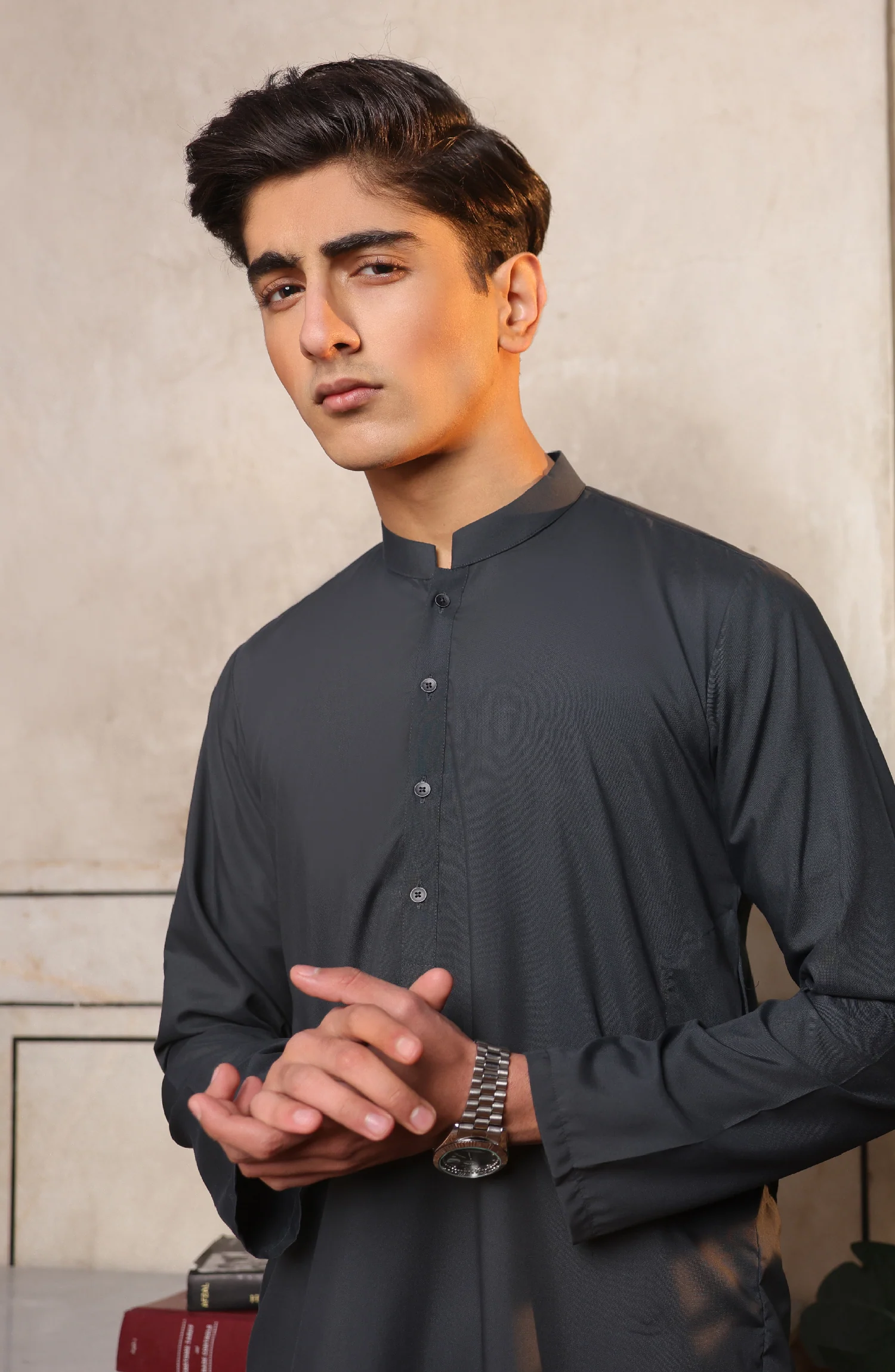 SUMMER'22 TEENS PLAIN KAMEEZ SHALWAR GREEN - Image 2