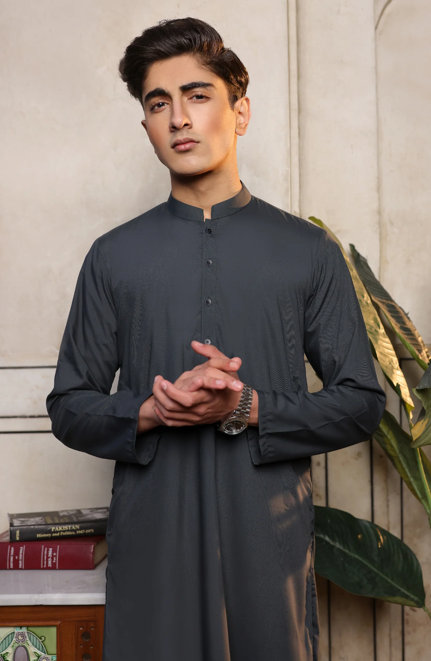 SUMMER'22 TEENS PLAIN KAMEEZ SHALWAR GREEN - Image 3