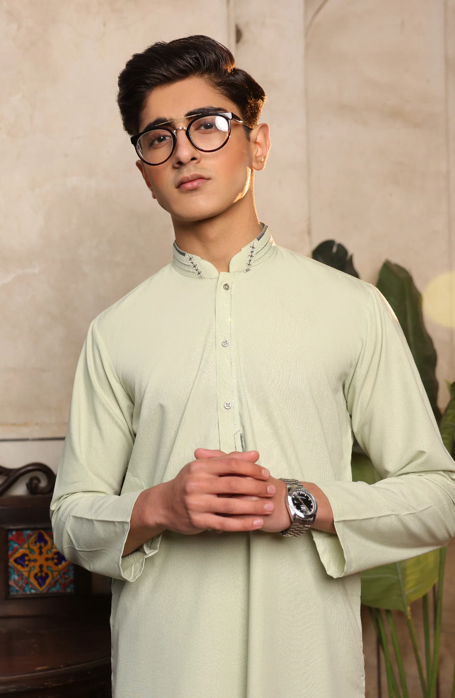 SUMMER'22 TEENS SEMI FORMAL KAMEEZ SHALWAR LIGHT GREEN - Image 2