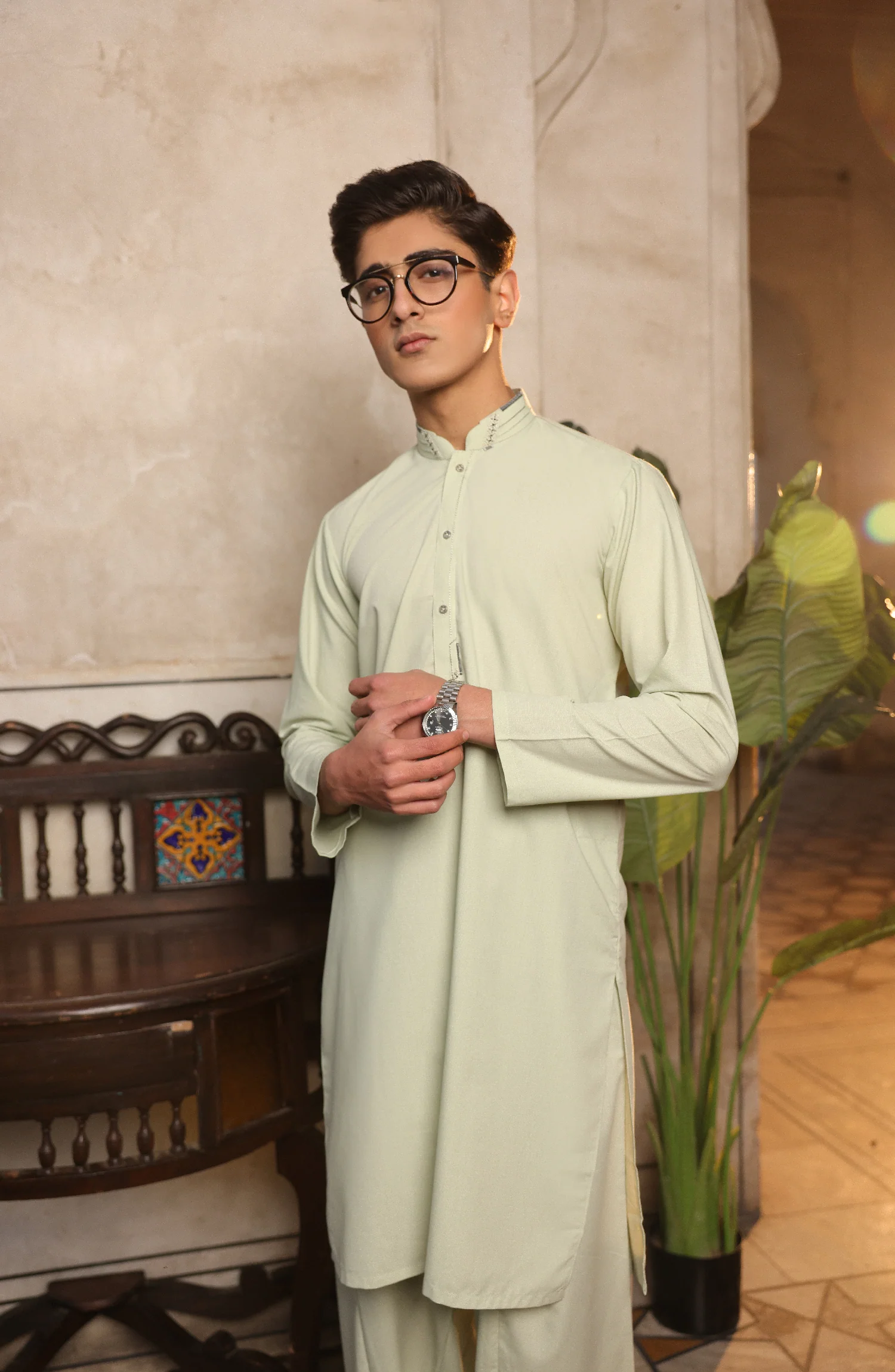 SUMMER'22 TEENS SEMI FORMAL KAMEEZ SHALWAR LIGHT GREEN - Image 3