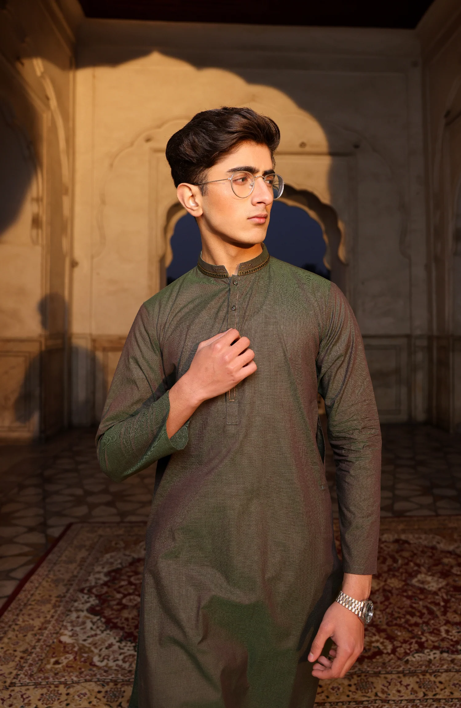 SUMMER'22 TEENS SEMI FORMAL STYLING KURTA GREEN - Image 2