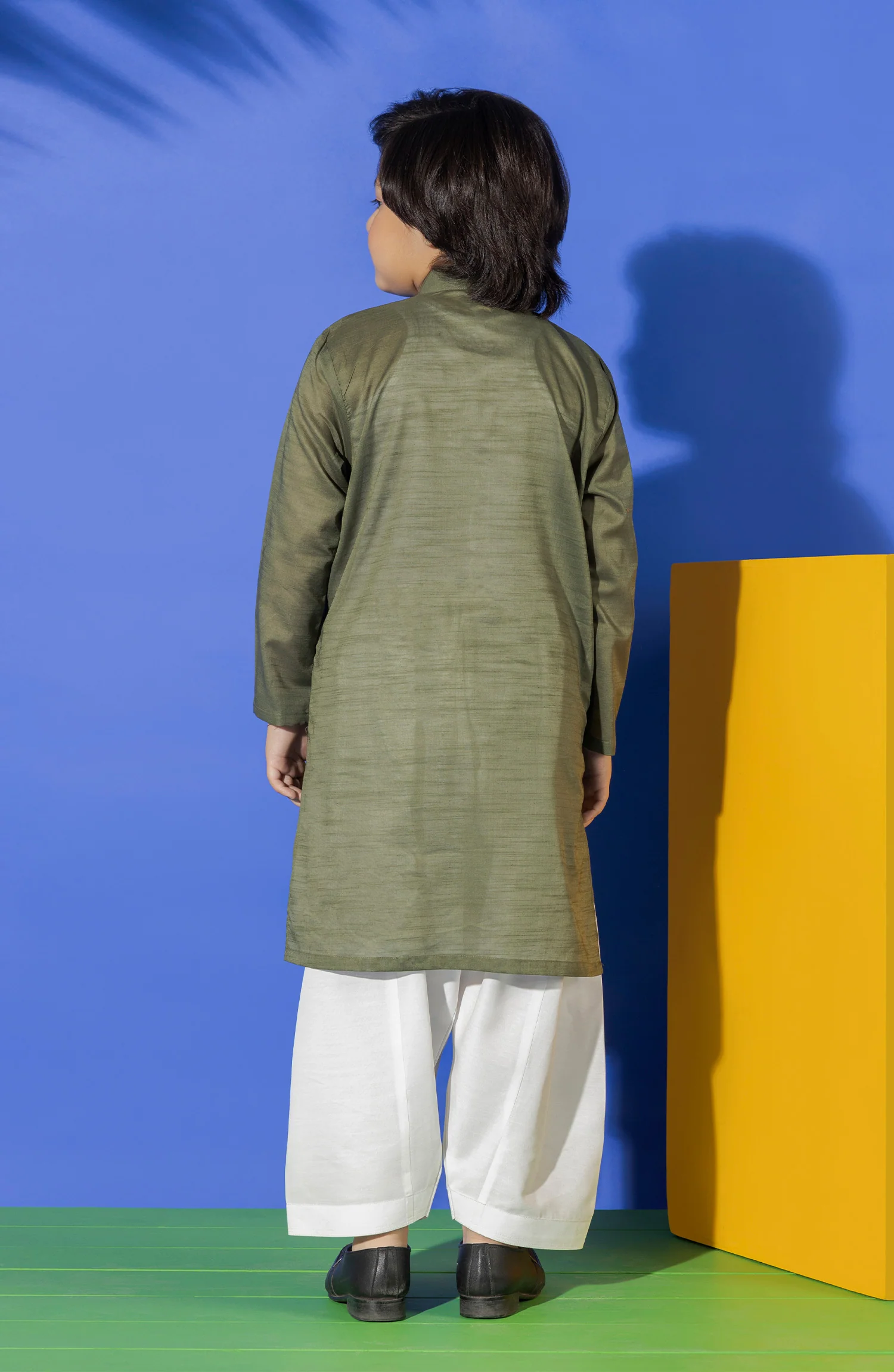 SUMMER'23 BOYS PLAIN KURTA GREEN - Image 3