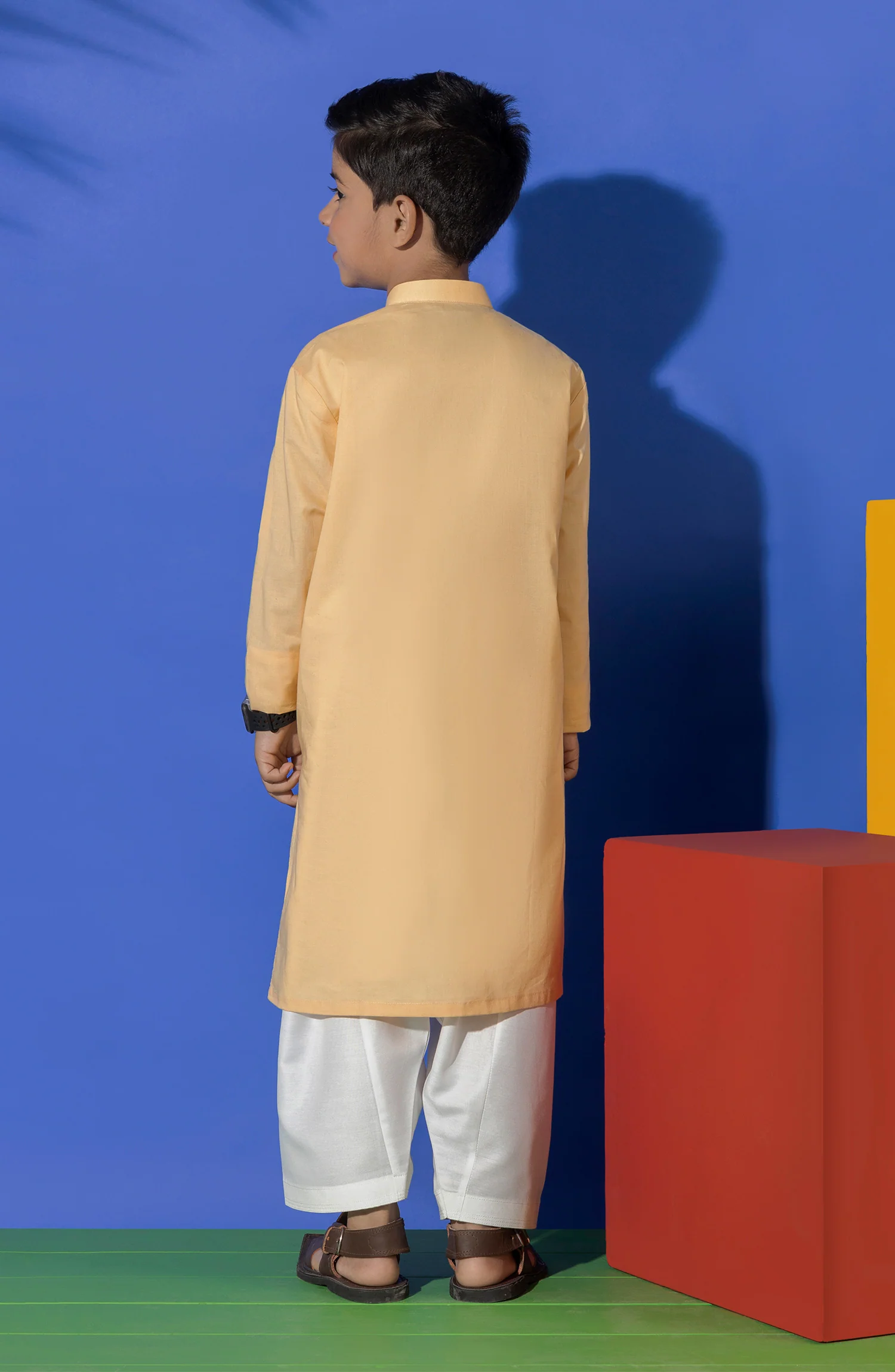 SUMMER'23 BOYS PLAIN KURTA YELLOW - Image 3