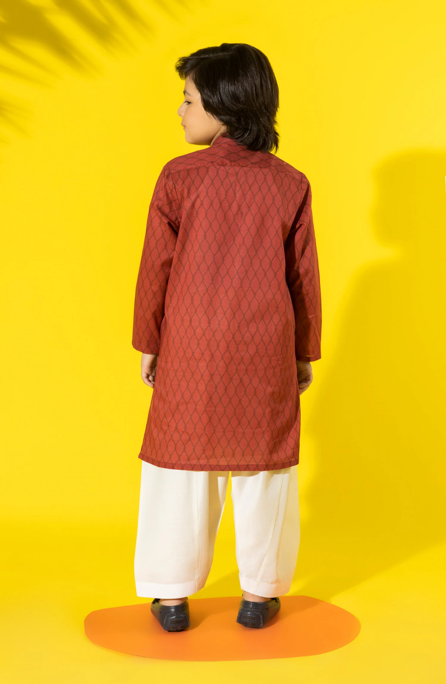 SUMMER'23 BOYS PRINTED KURTA RED - Image 3