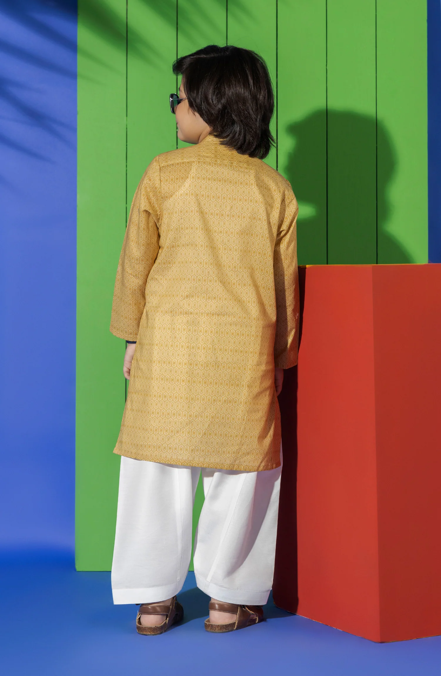 SUMMER'23 BOYS PRINTED KURTA YELLOW - Image 3