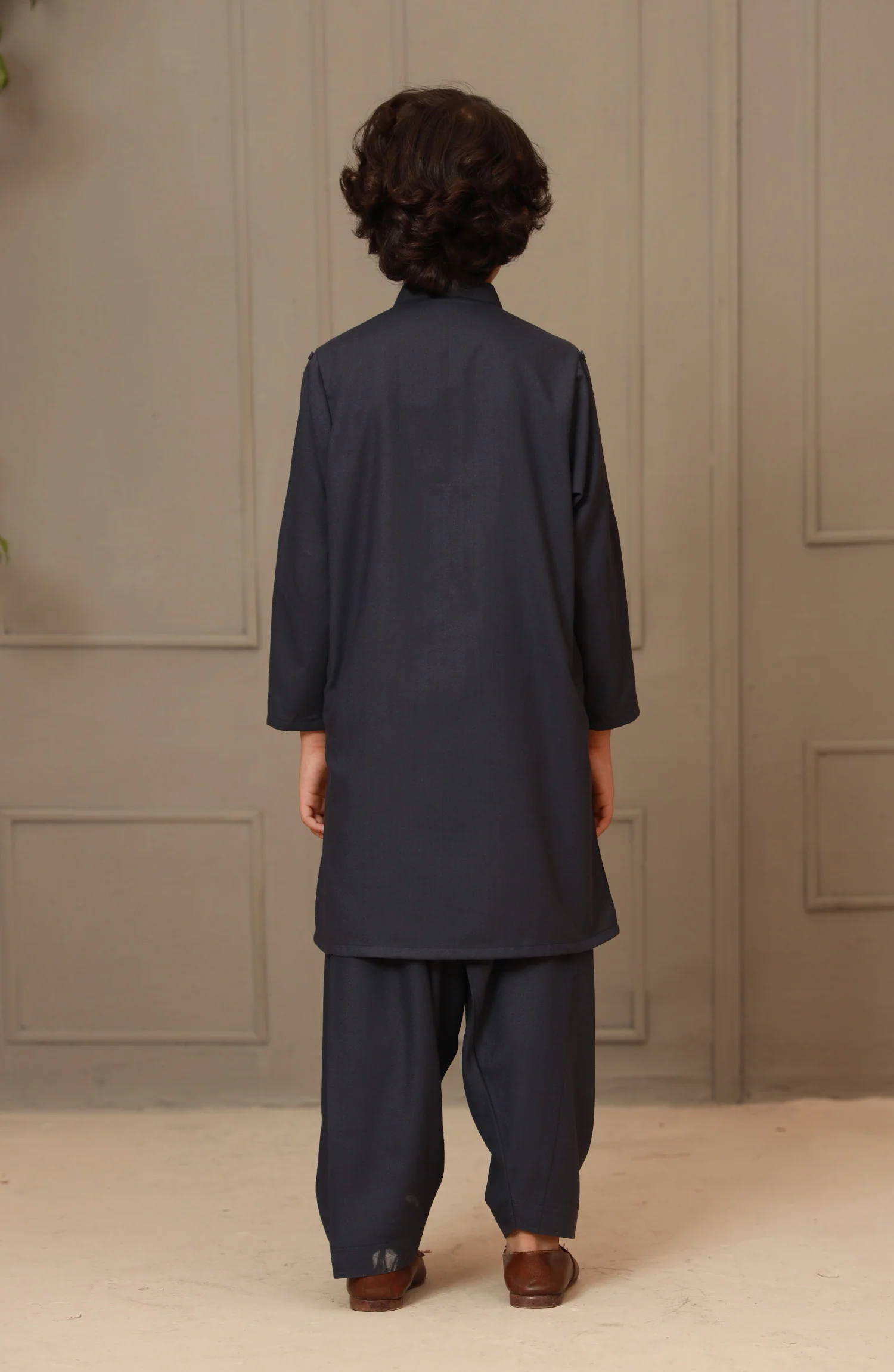 SUMMER'23 BOYS SEMI FORMAL KAMEEZ SHALWAR CHARCOAL - Image 3