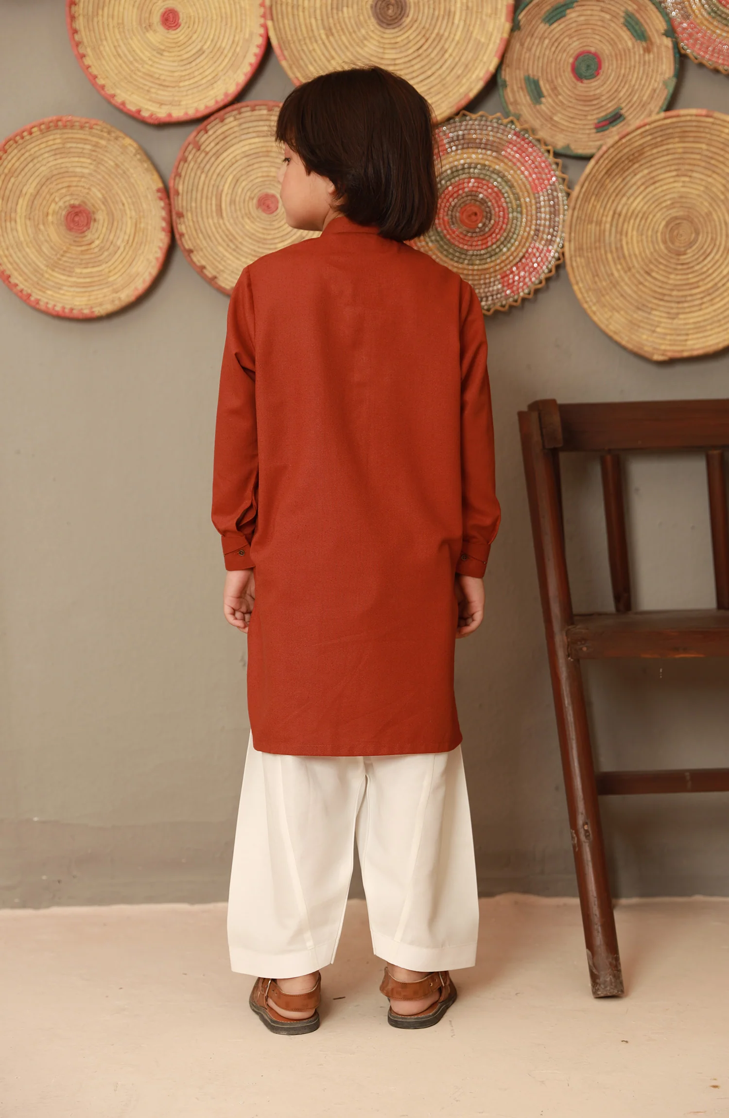 SUMMER'23 BOYS SEMI FORMAL KURTA RUST - Image 3