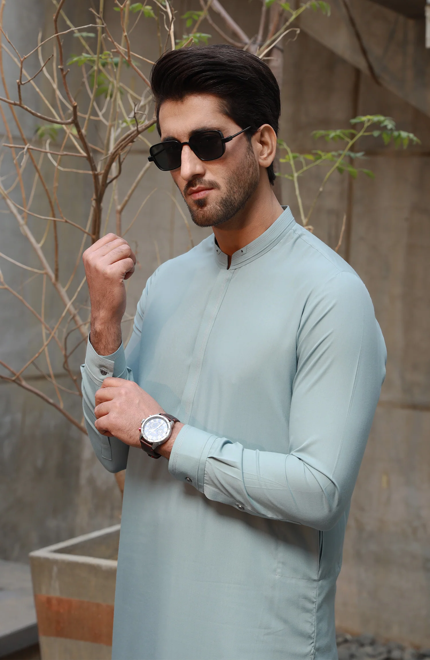 SUMMER'23 MEN KAMEEZ SHALWAR CASUAL LIGHT TURQUOISE - Image 2