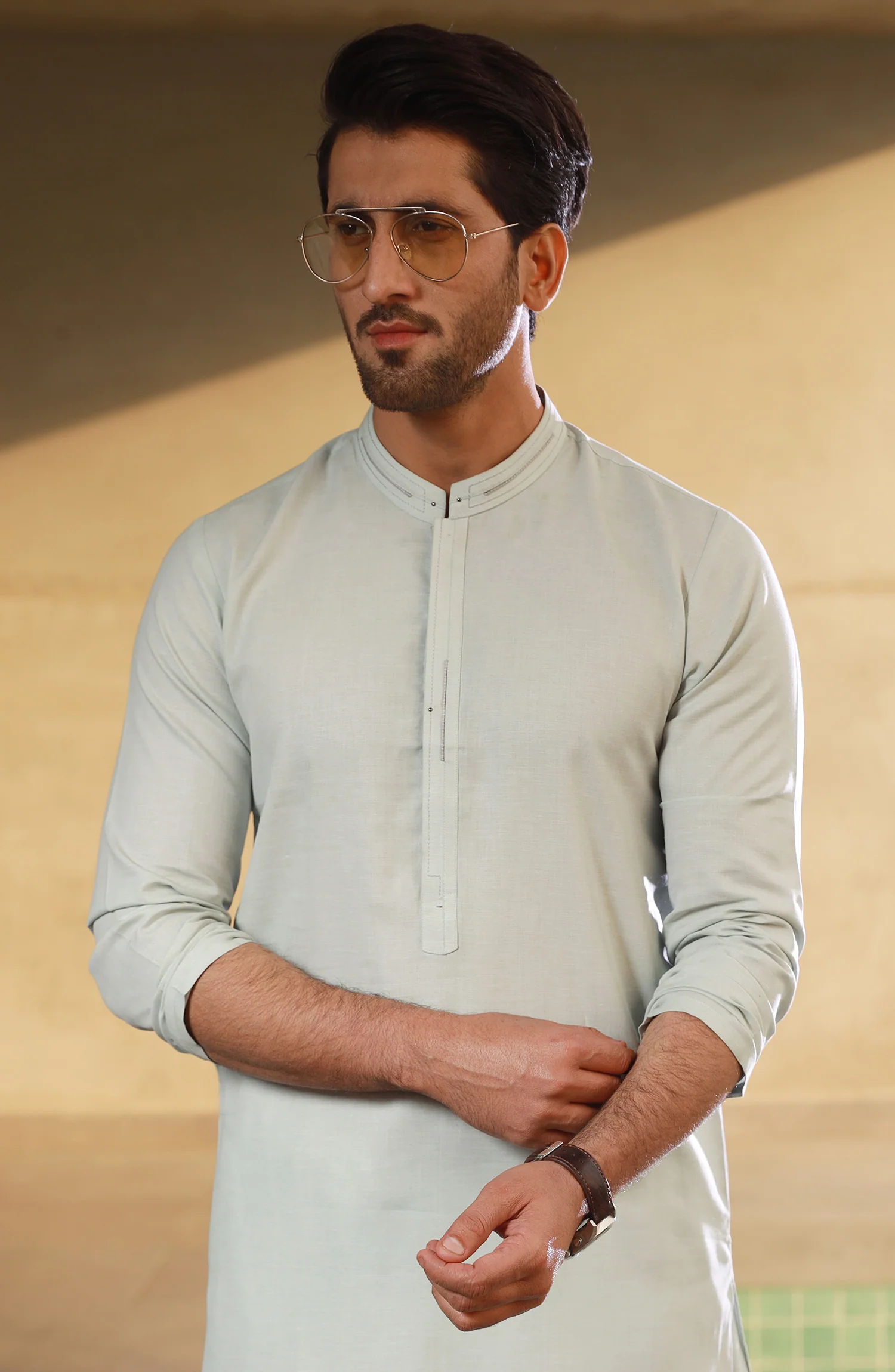 SUMMER'23 MEN KAMEEZ SHALWAR CASUAL MINT GREEN - Image 2