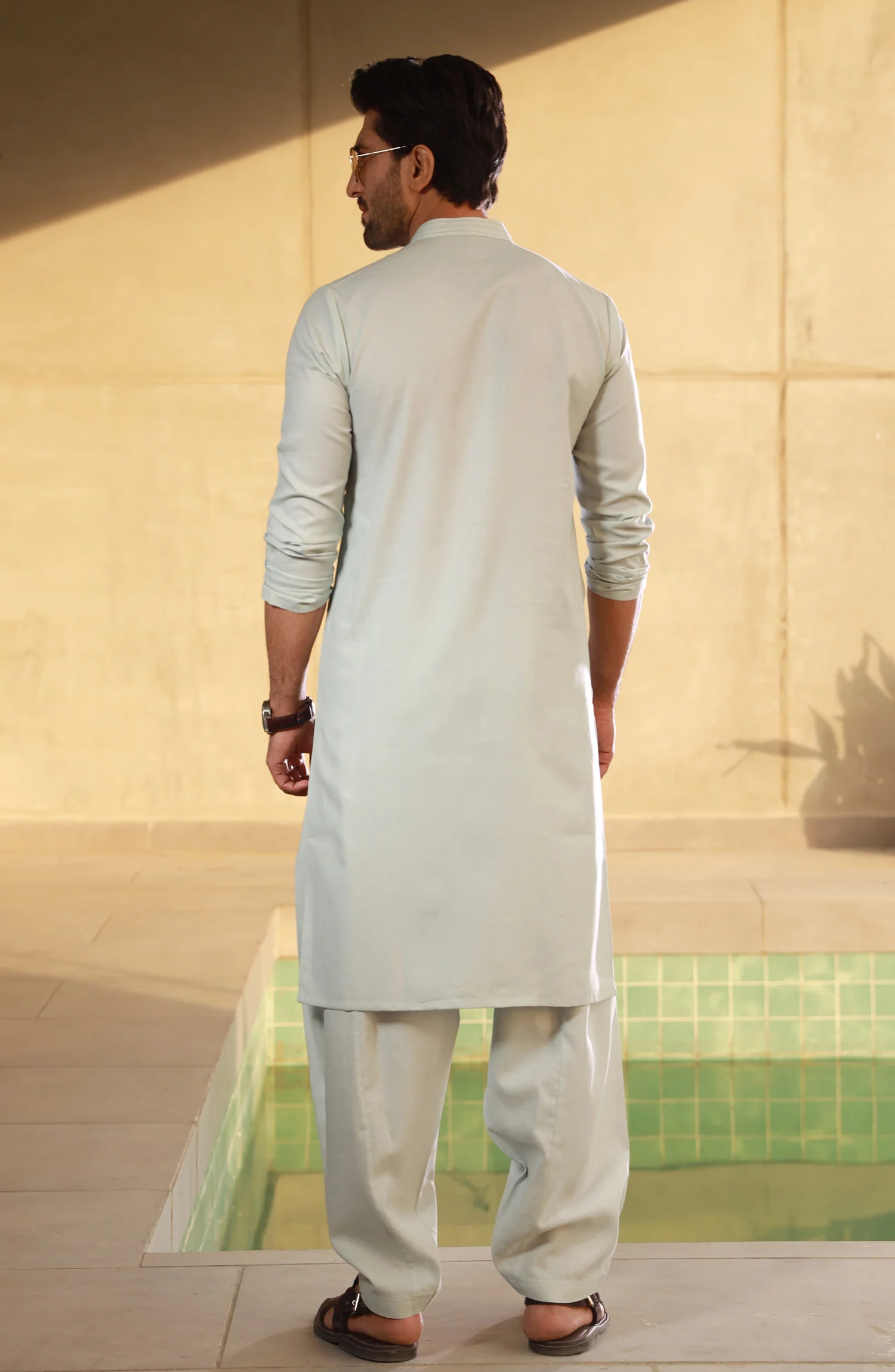 SUMMER'23 MEN KAMEEZ SHALWAR CASUAL MINT GREEN - Image 3