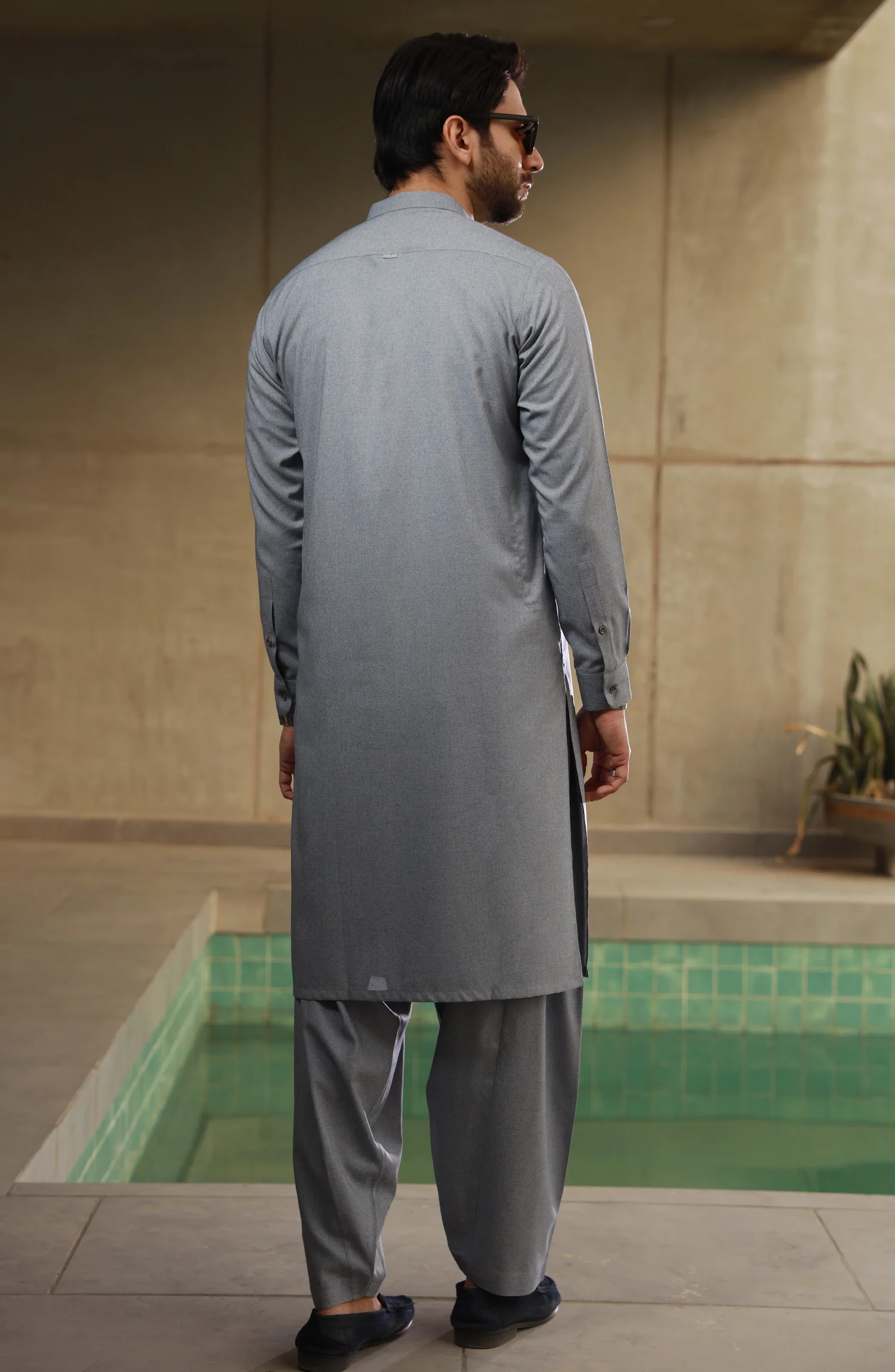 SUMMER'23 MEN KAMEEZ SHALWAR SEMI FORMAL BLUE - Image 3